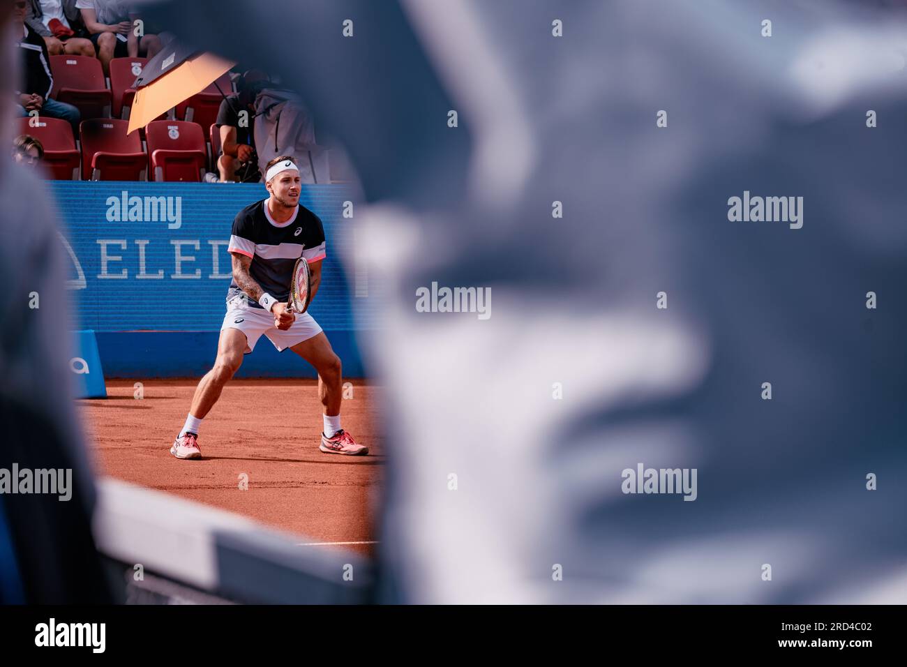 Båstad, Sweden. 07 18 2023. Alexander Zverev against Alex Molcan in the first round of the Nordea Open. Alexander Zverev won. Daniel Bengtsson Stock Photo