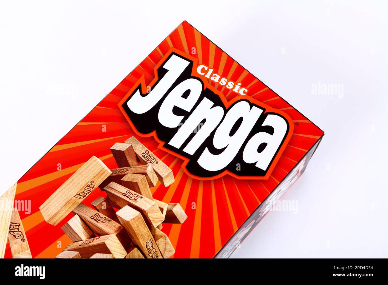 Classic Jenga wood block game Stock Photo Alamy