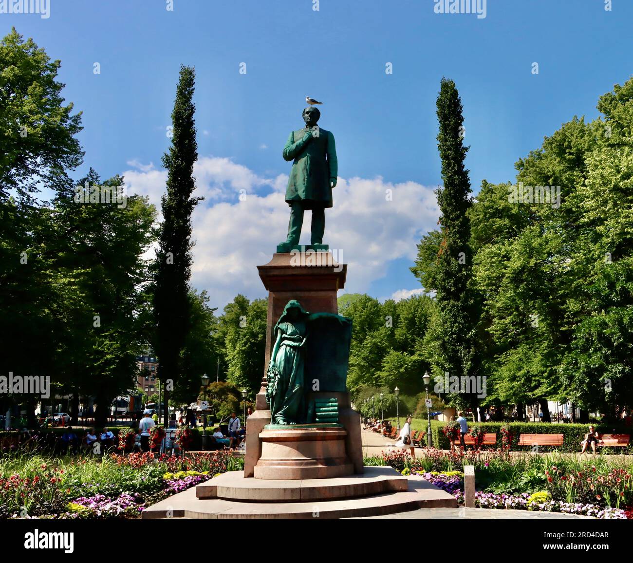 The statue of Johan Ludvig Runeberg, national poet of Finland, in ...