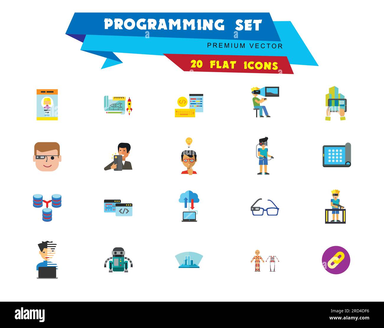 Programming Icon Set Stock Vector