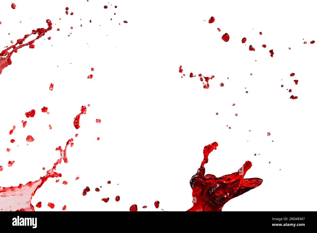 Red splashes isolated on white background. Stock Photo