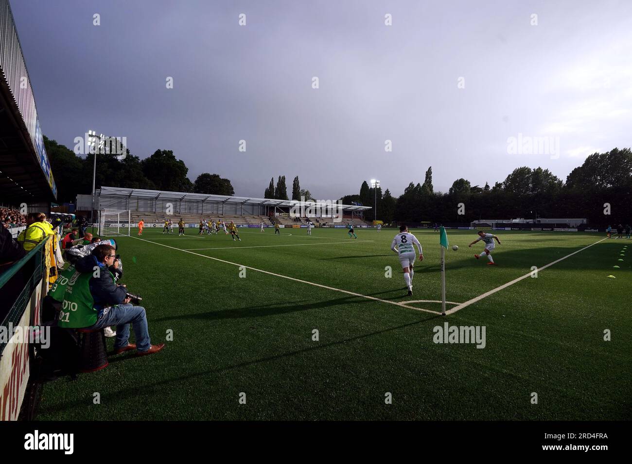 General view as The New Saints take a short corner during the UEFA