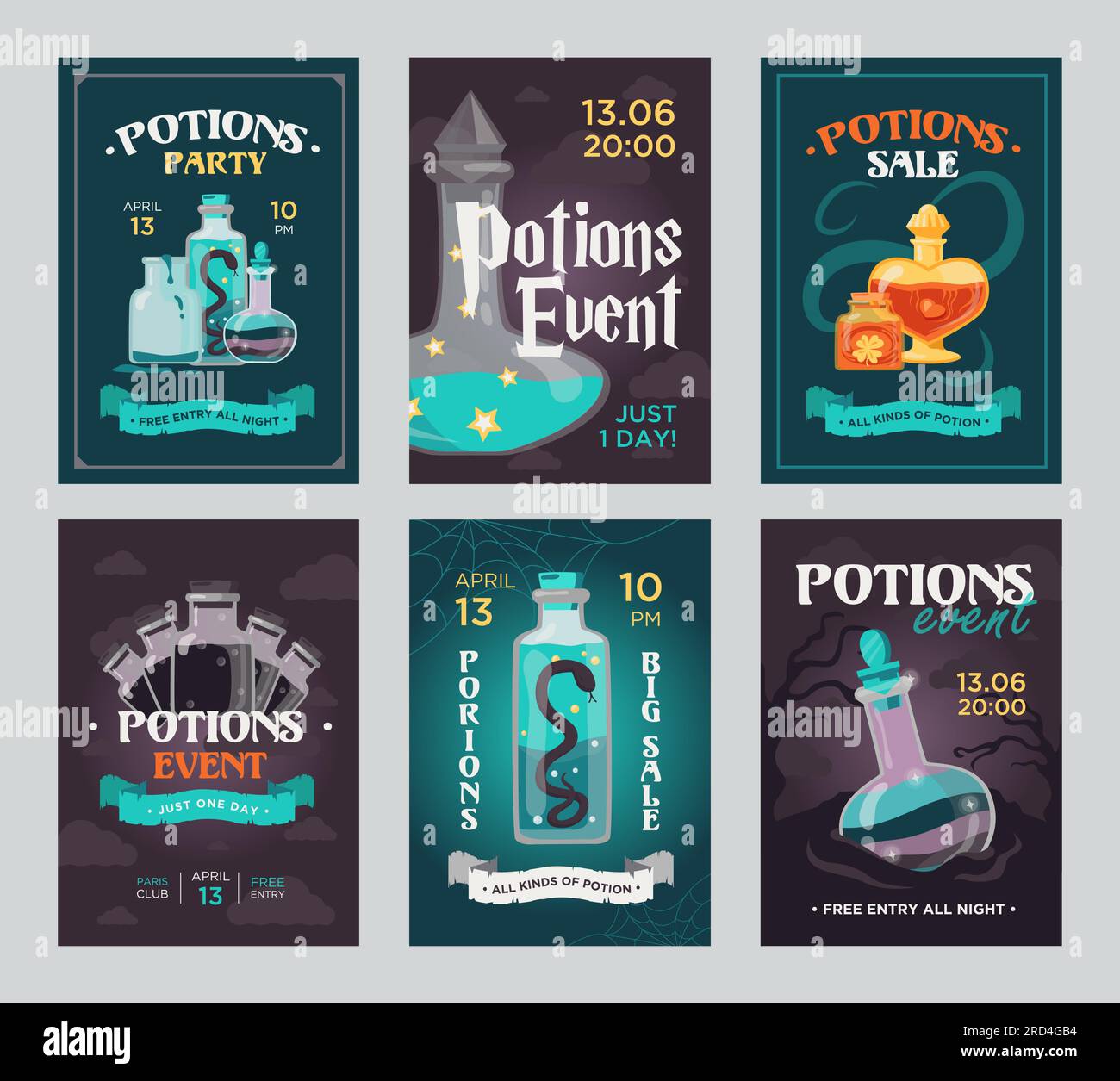 Potion sale flyers set Stock Vector