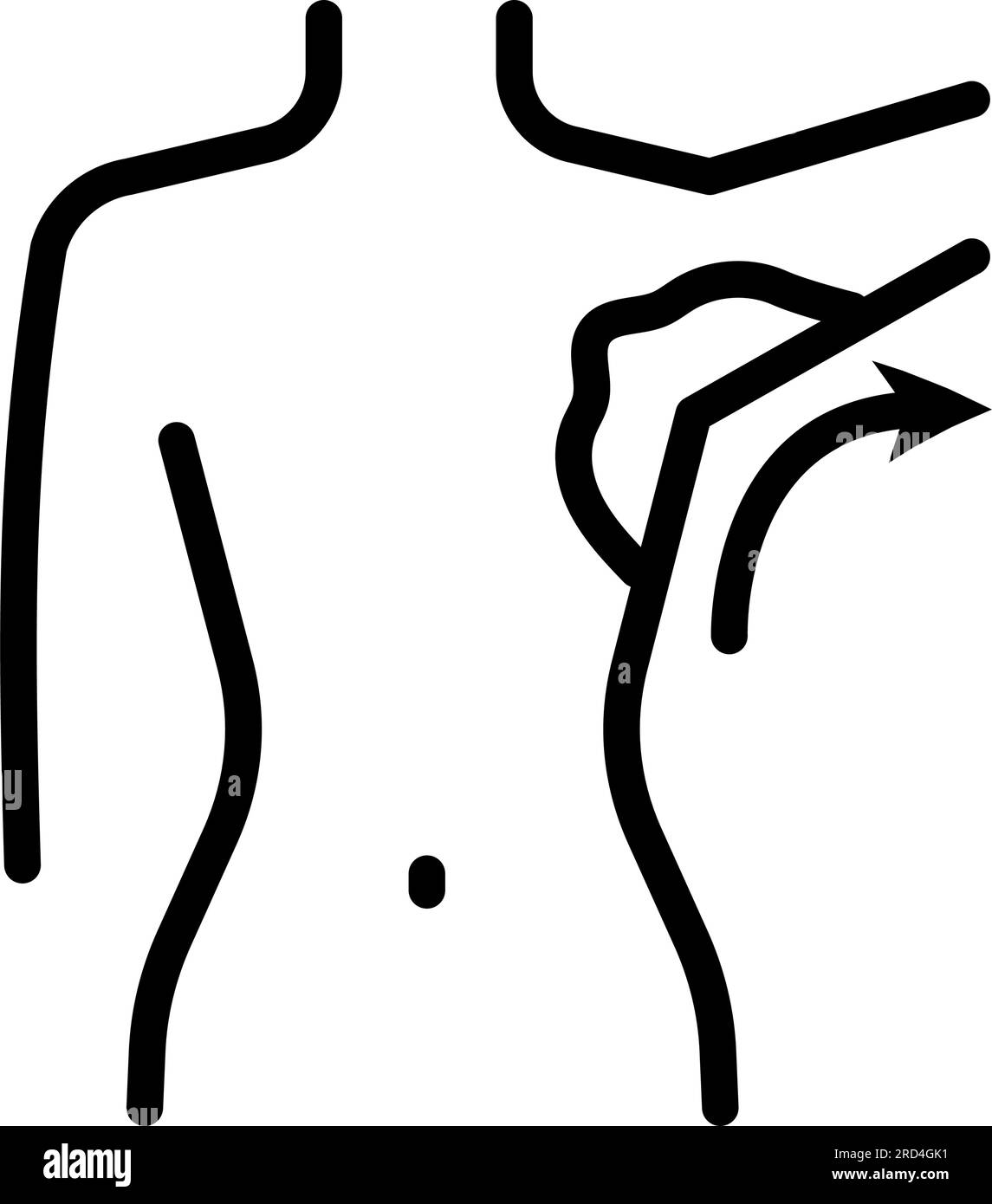 Armpit waxing outline icon. Female underarm hair removal procedure