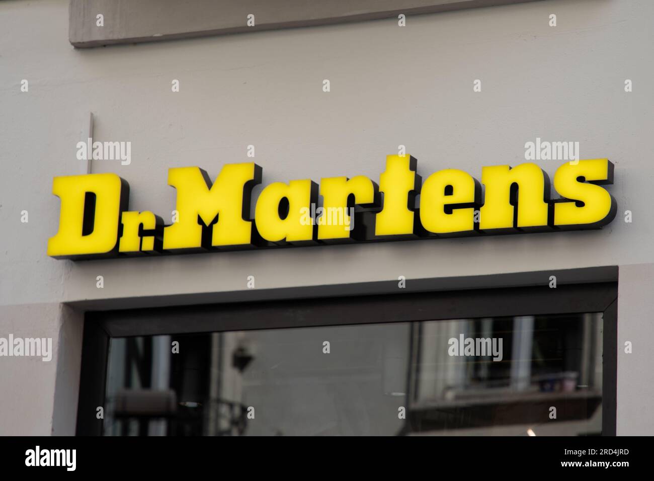 Milan , Italy - 07 10 2023 : Dr. Martens logo sign store entrance facade  building wall of gb British footwear chain and clothes text brand Stock  Photo - Alamy