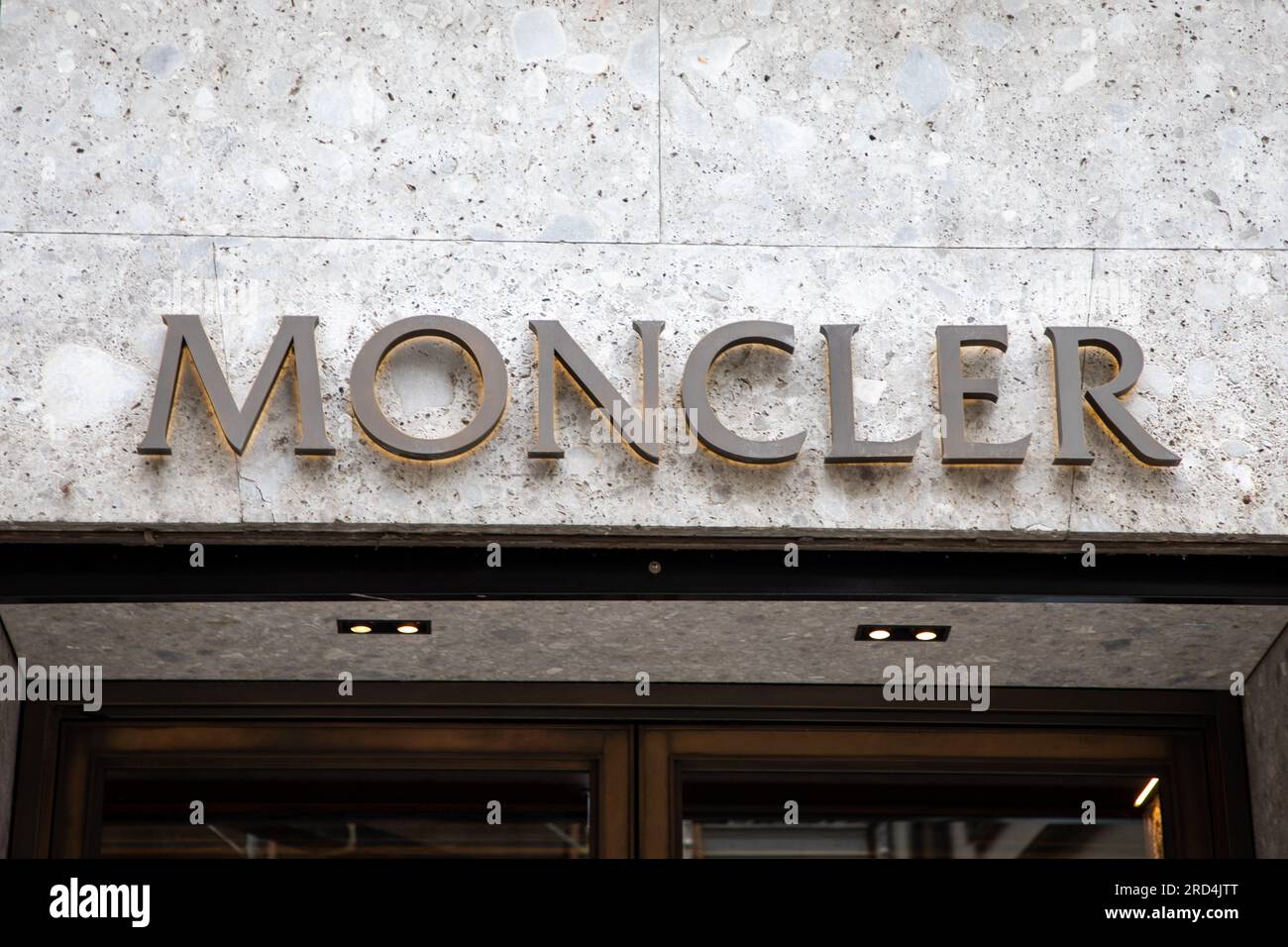 Milan Italy 07 10 2023 moncler store sign brand and text