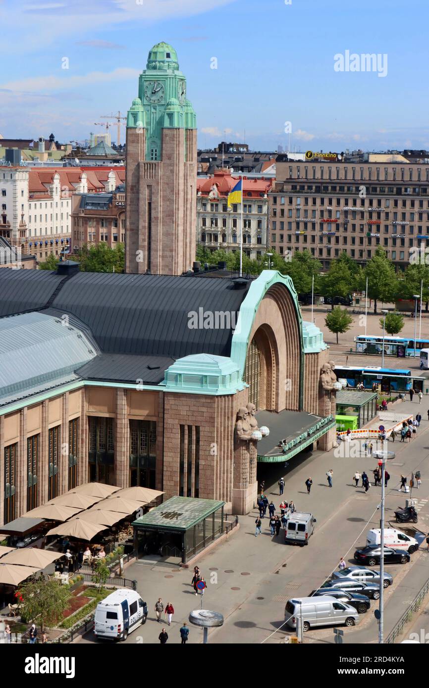 Helsinki Main railway station designed by architect Eliel Saarinen Stock Photo