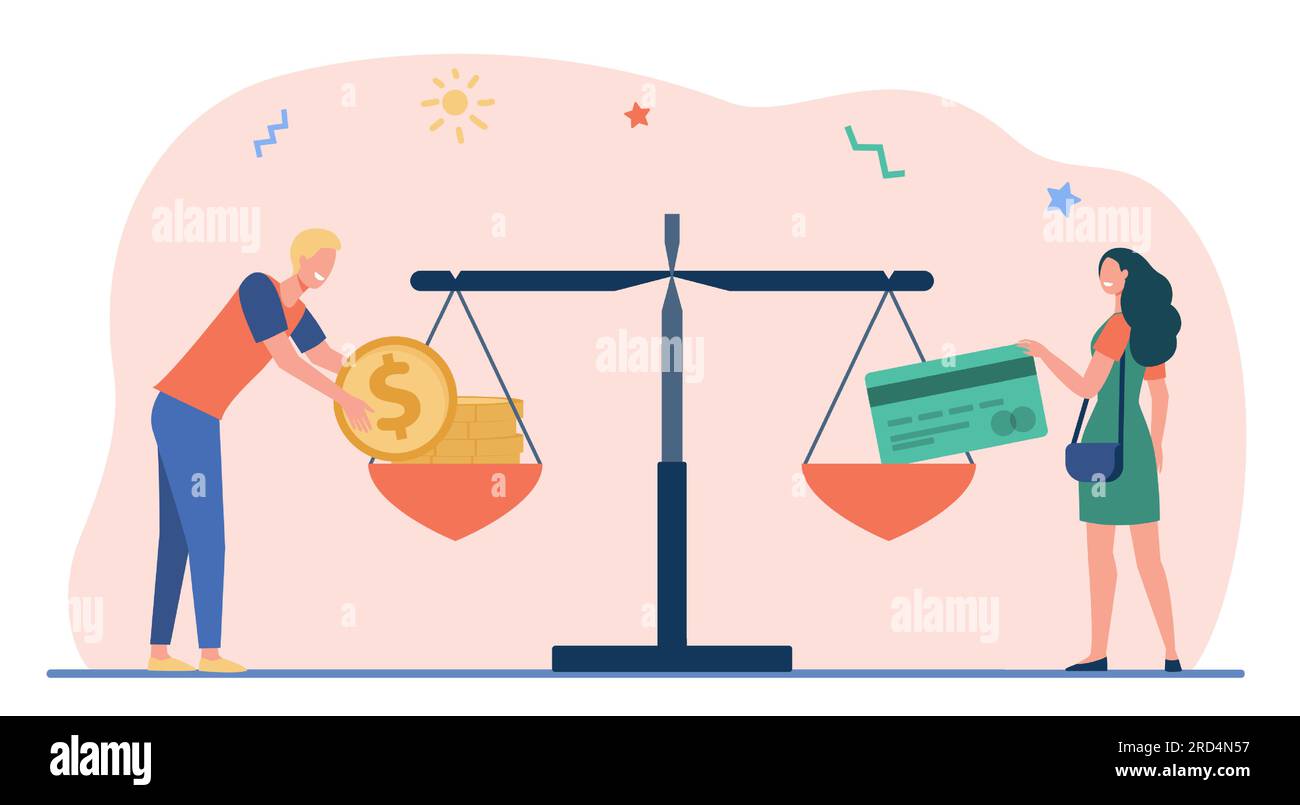 cash-and-credit-card-comparison-stock-vector-image-art-alamy