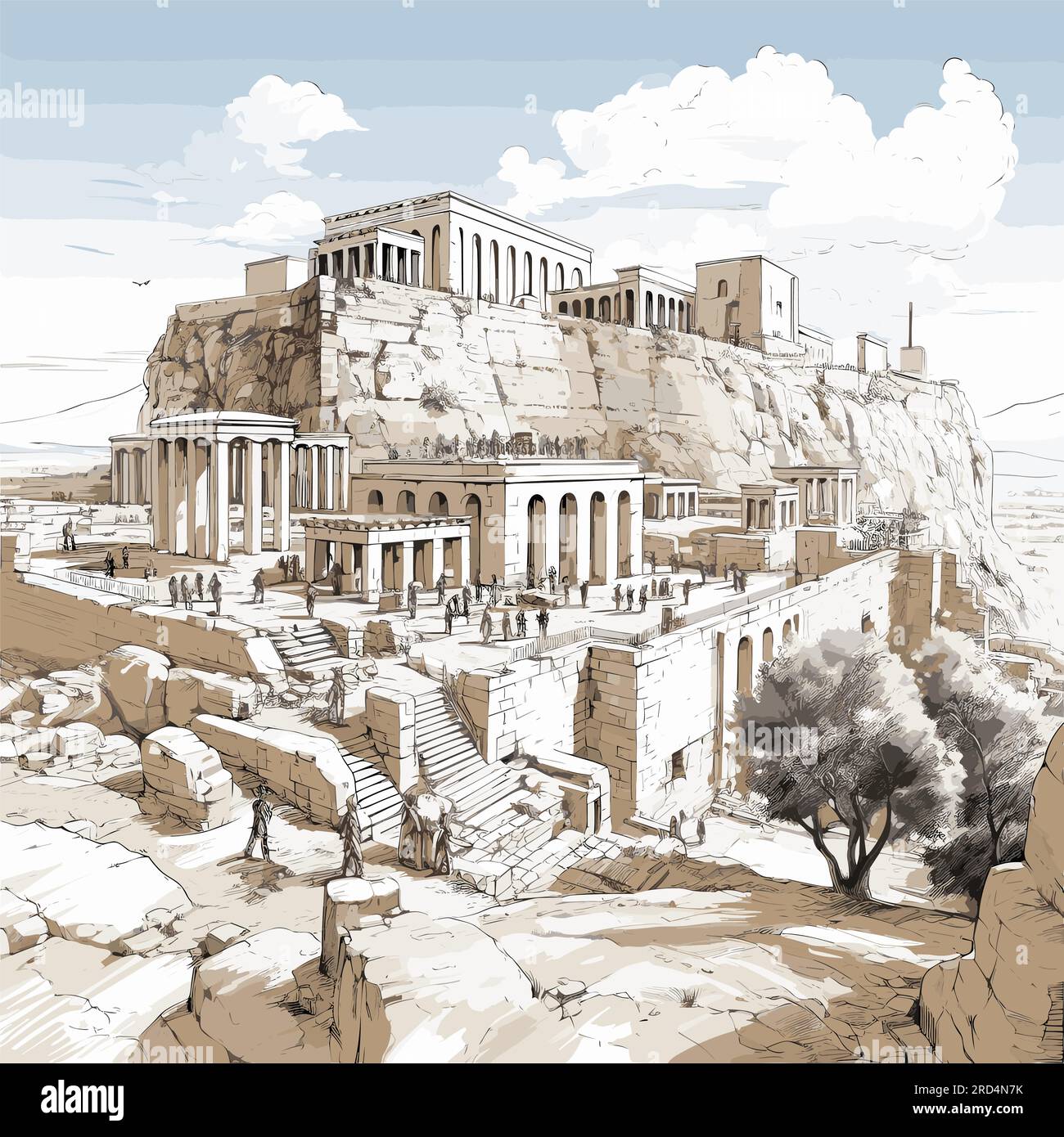 Acropolis. Acropolis hand-drawn comic illustration. Vector doodle style ...