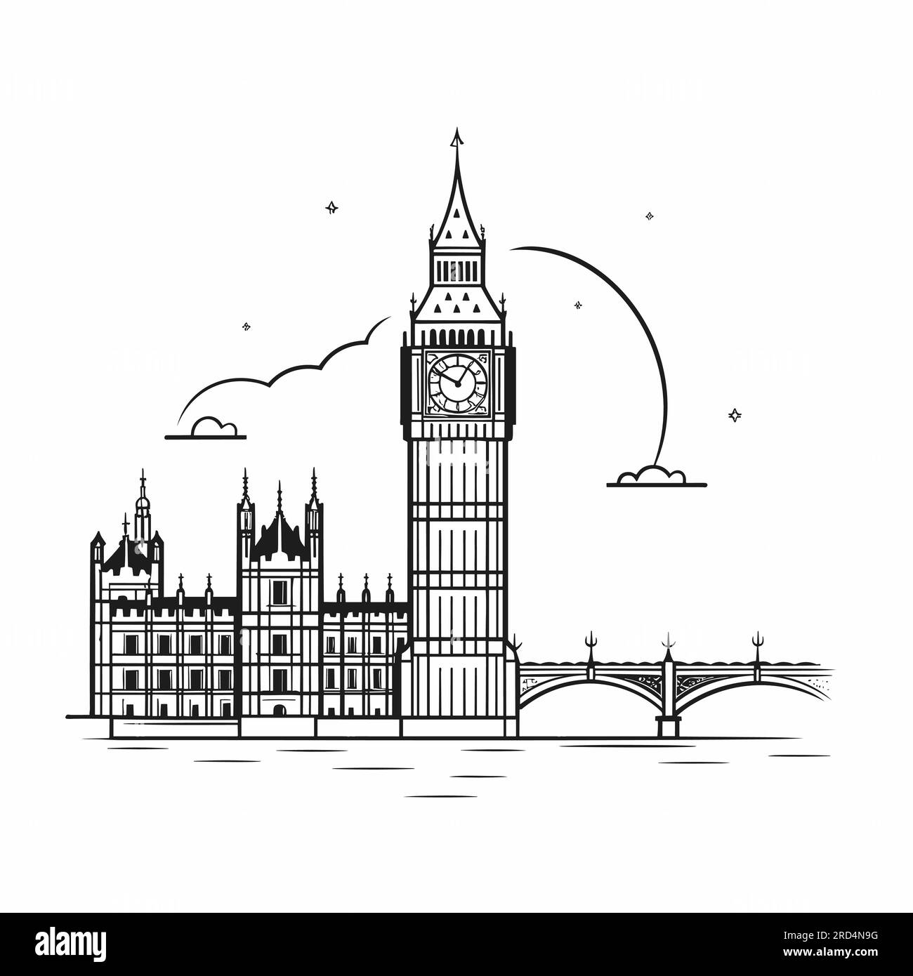 Big Ben. Big Ben hand-drawn comic illustration. Vector doodle style ...