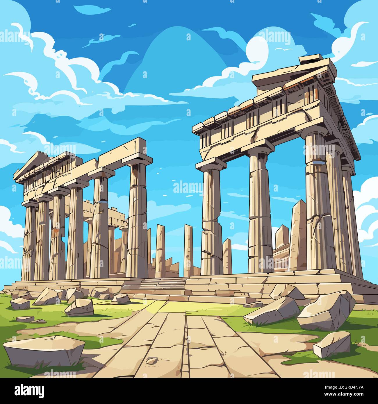 Acropolis. Acropolis hand-drawn comic illustration. Vector doodle style ...
