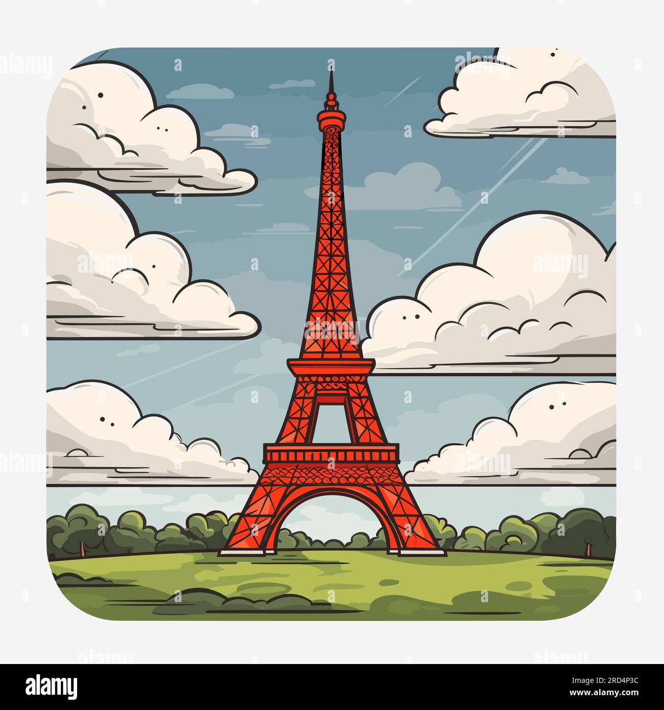 Eiffel tower. Eiffel tower hand-drawn comic illustration. Vector doodle ...