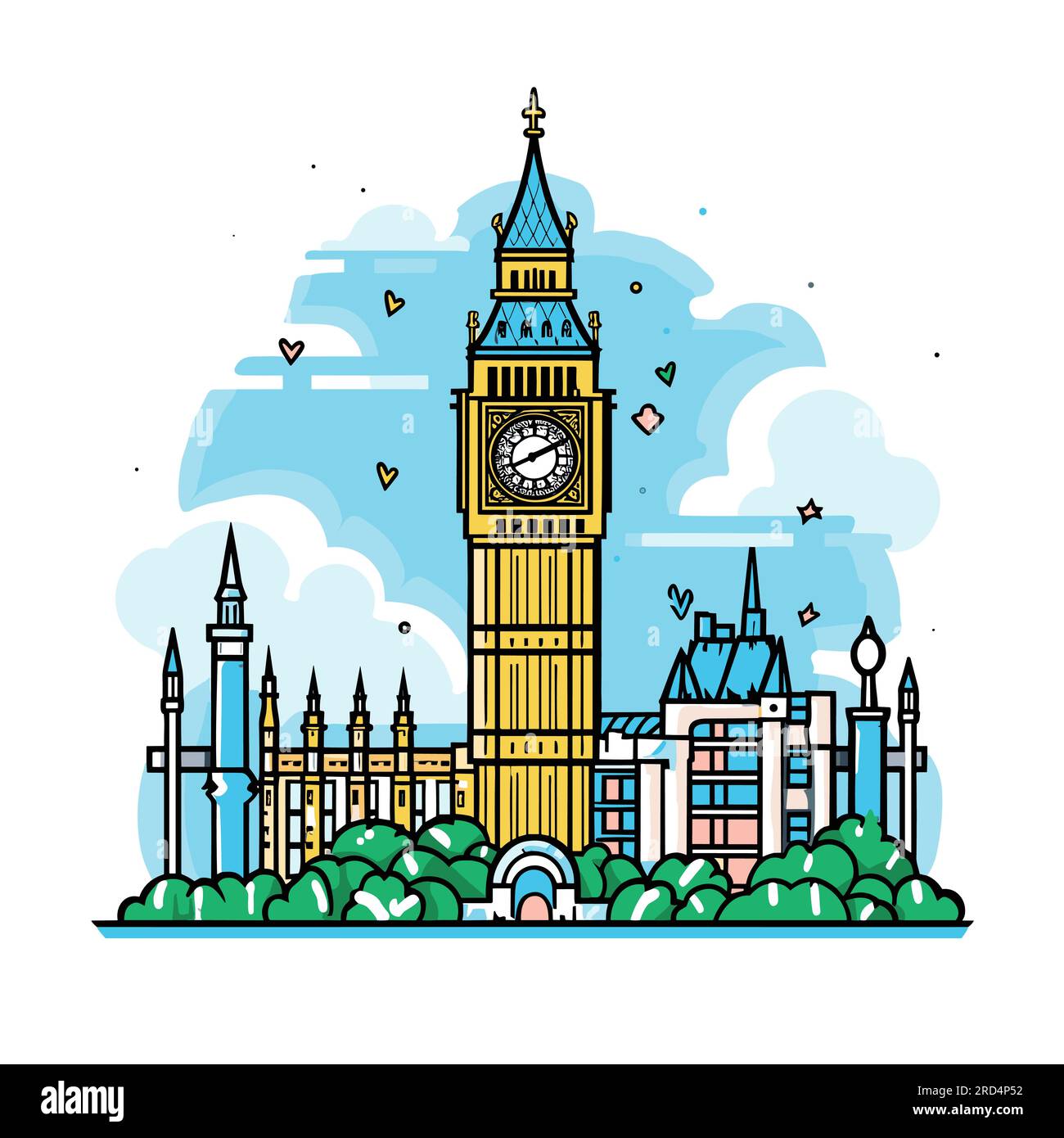 Big Ben. Big Ben hand-drawn comic illustration. Vector doodle style