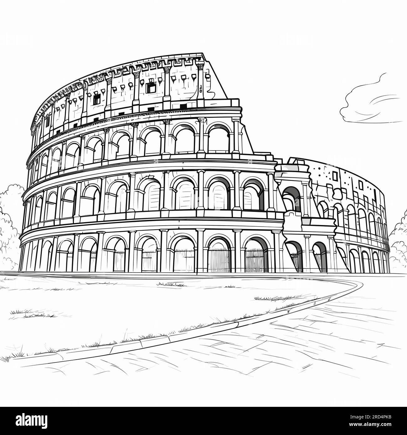 Colosseum. Colosseum hand-drawn comic illustration. Vector doodle style ...