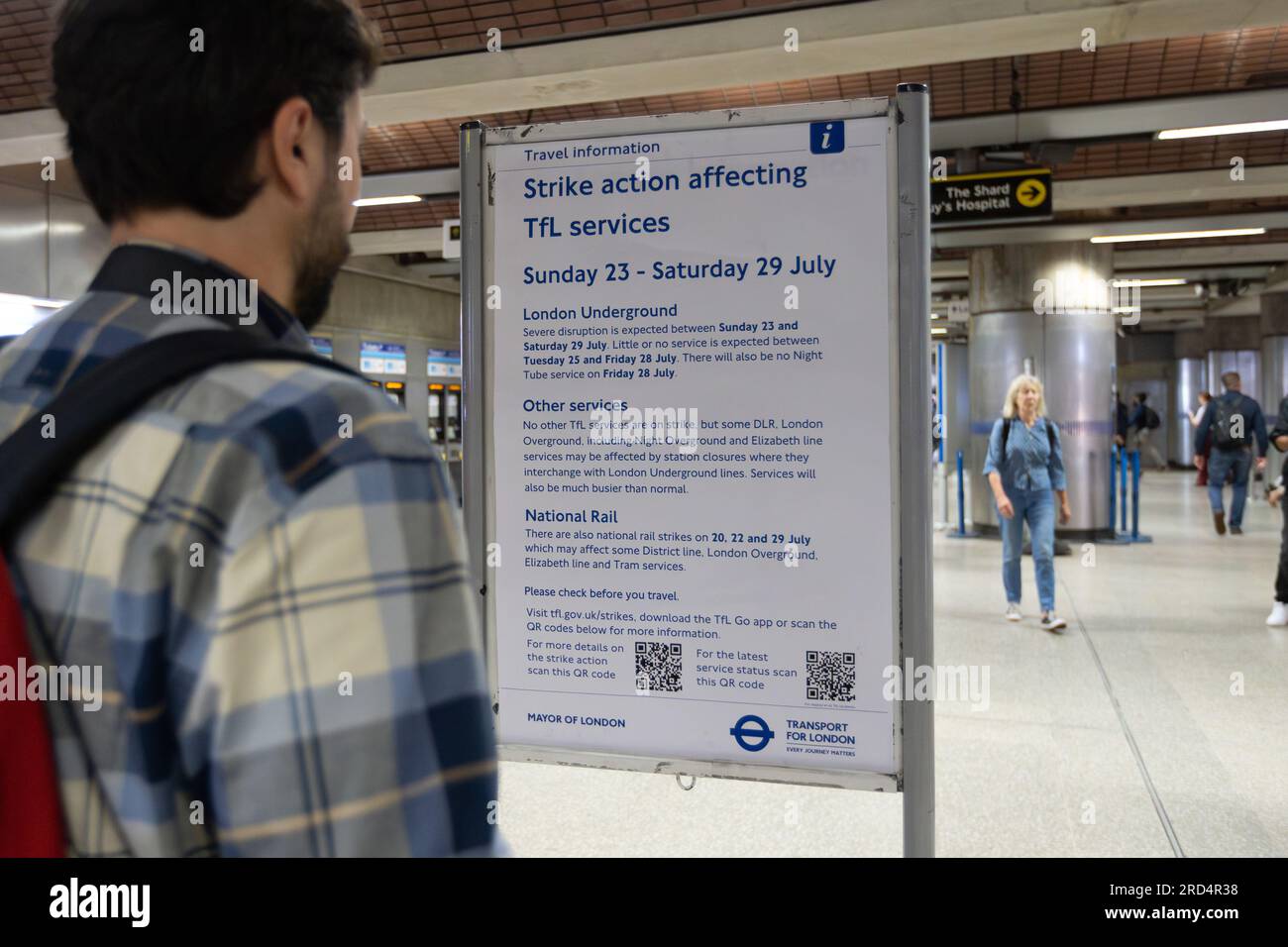 London, UK- 18 July 2023: London Underground drivers and staff will take strike action from 23 July until 29 July. Stock Photo