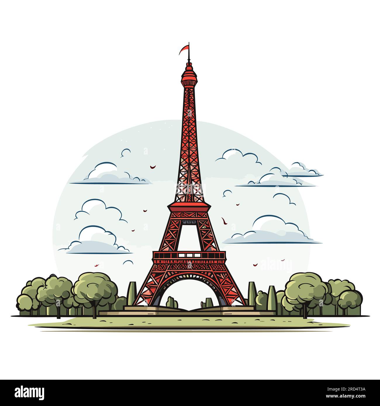 Eiffel tower. Eiffel tower hand-drawn comic illustration. Vector doodle ...