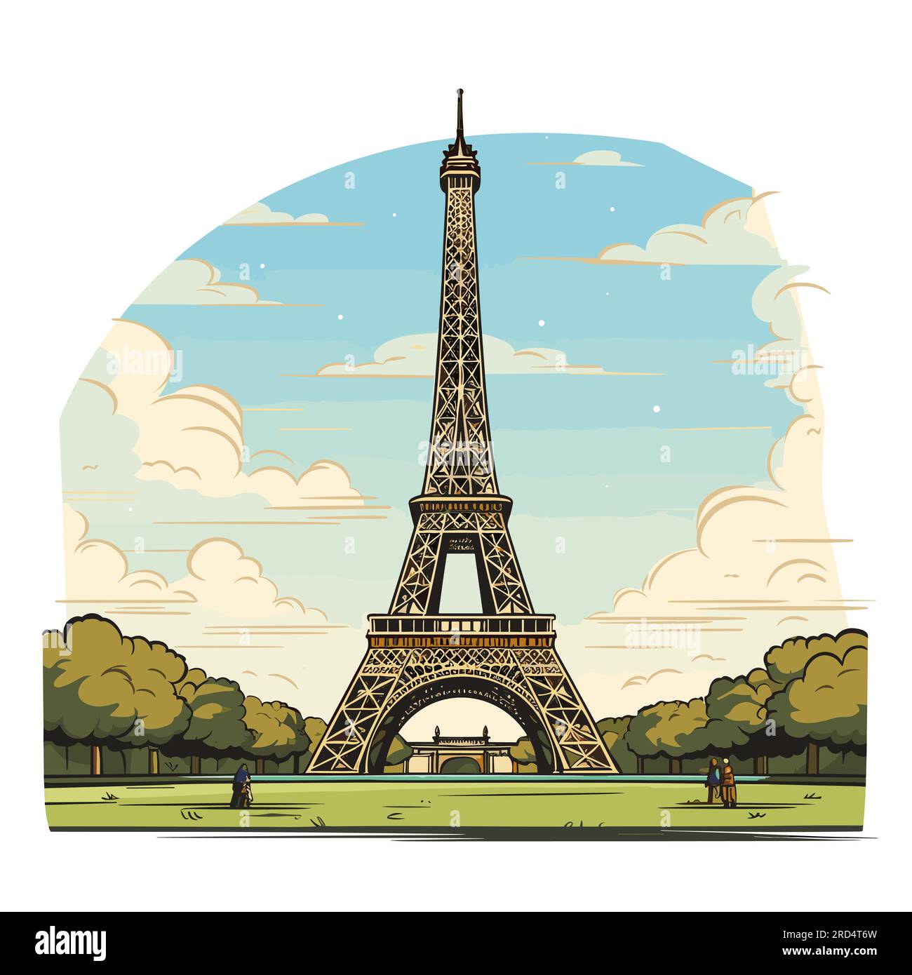 Eiffel tower. Eiffel tower hand-drawn comic illustration. Vector doodle ...