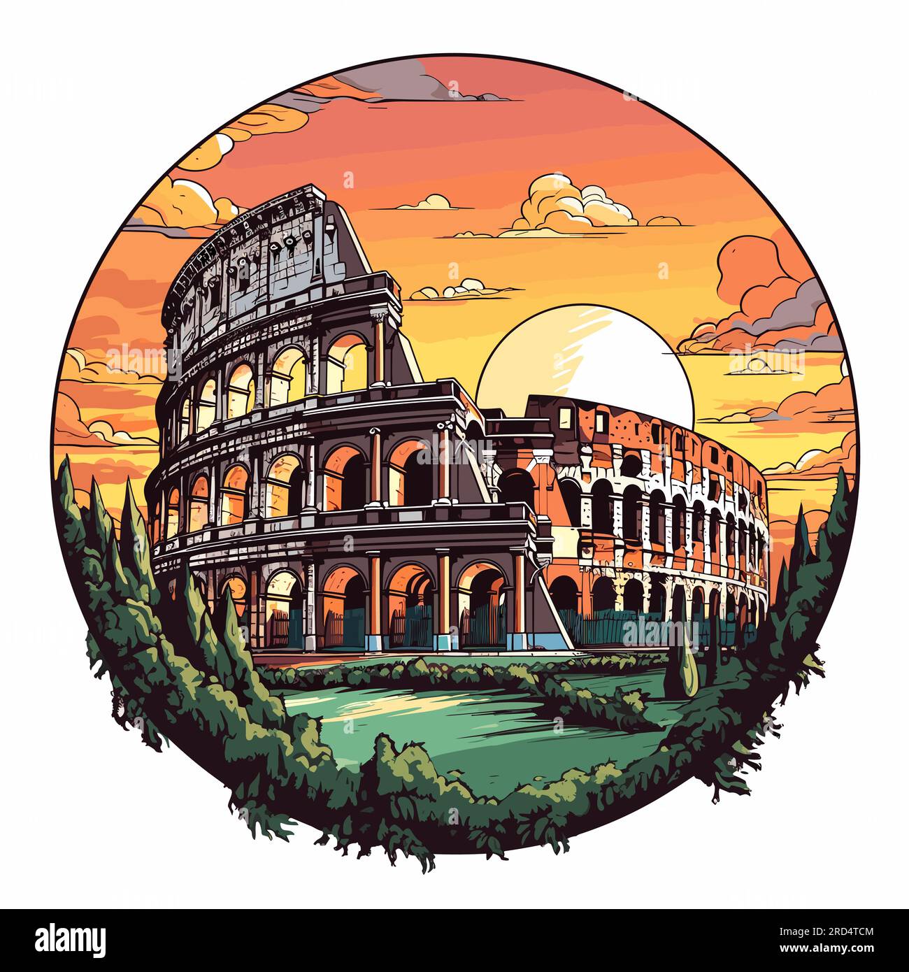 Colosseum. Colosseum hand-drawn comic illustration. Vector doodle style ...