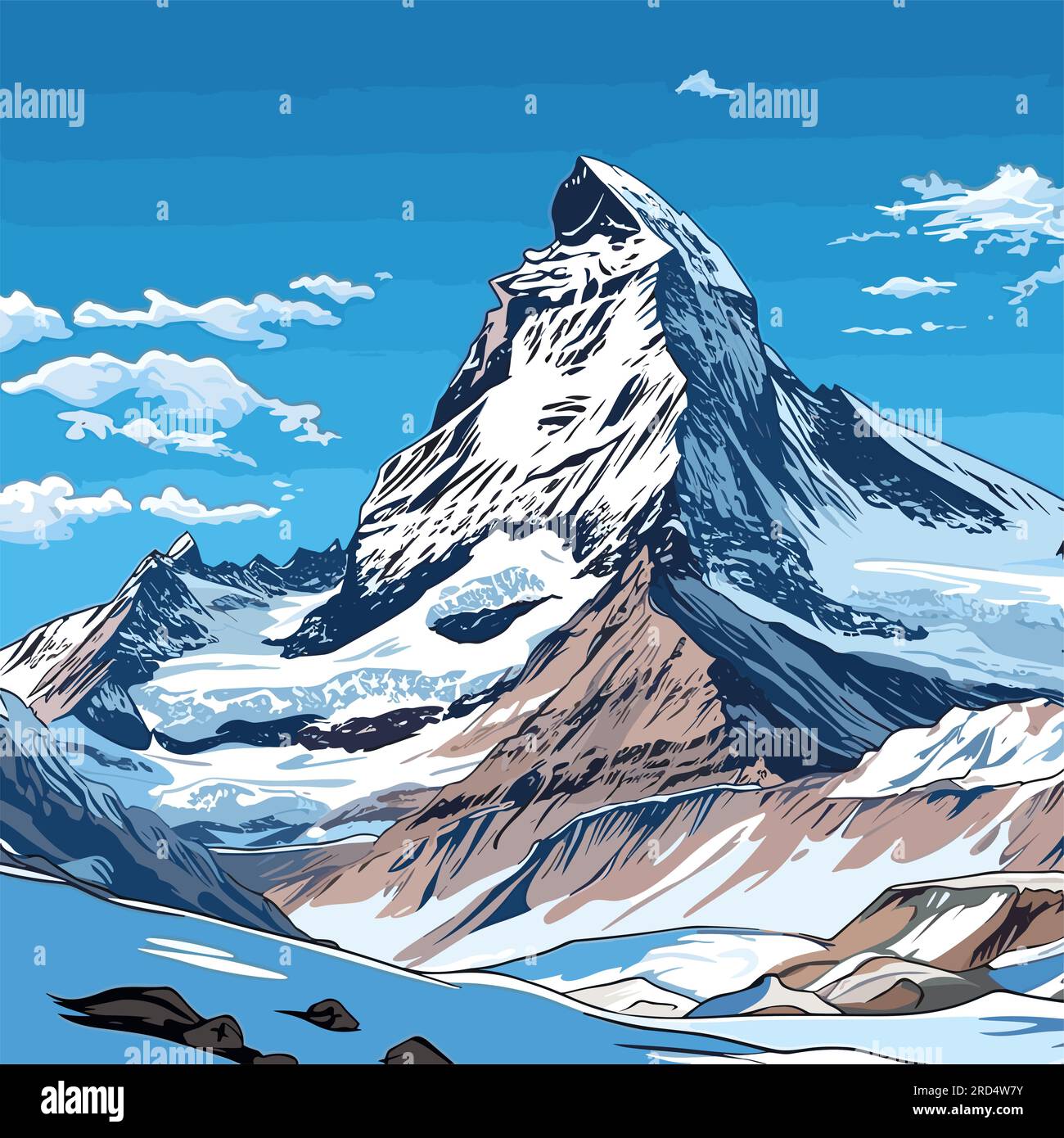 Matterhorn. Matterhorn hand-drawn comic illustration. Vector doodle ...