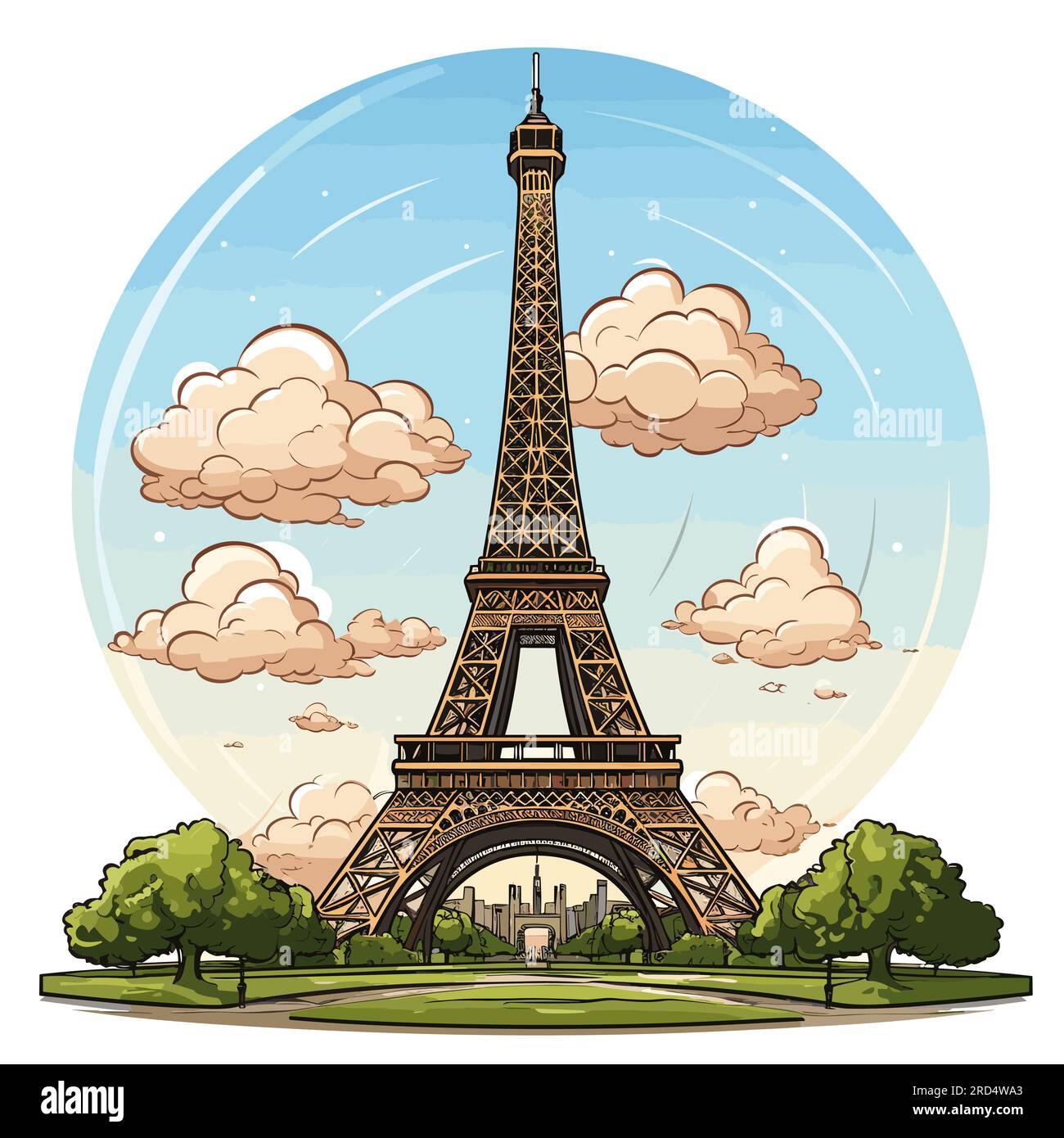 Eiffel tower. Eiffel tower hand-drawn comic illustration. Vector doodle ...