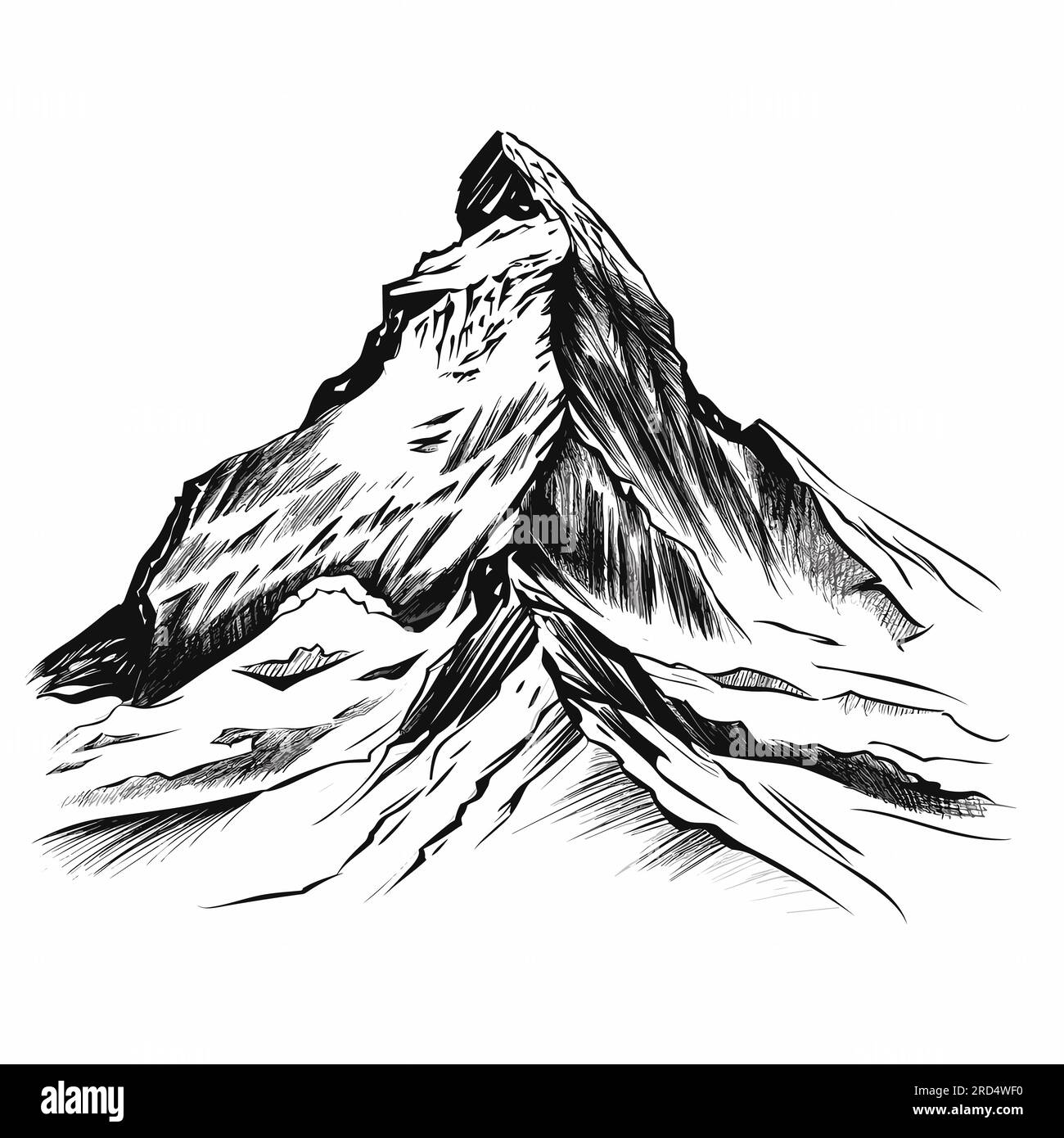Matterhorn. Matterhorn handdrawn comic illustration. Vector doodle