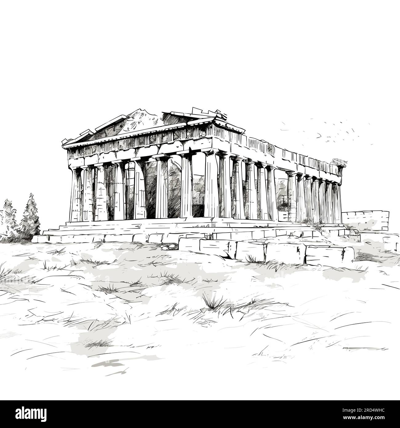 Acropolis. Acropolis hand-drawn comic illustration. Vector doodle style ...