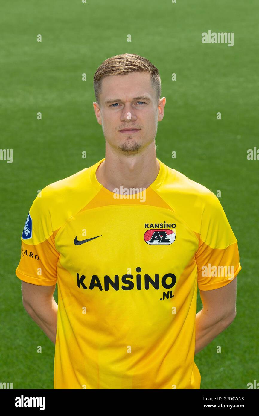 WIJDEWORMER - Peter Vindahl of AZ during the AZ Alkmaar Photo Press Day at the AFAS training complex on July 18, 2023 in Wijdewormer, the Netherlands. AP | Dutch Height| ED VAN DE POL Stock Photo