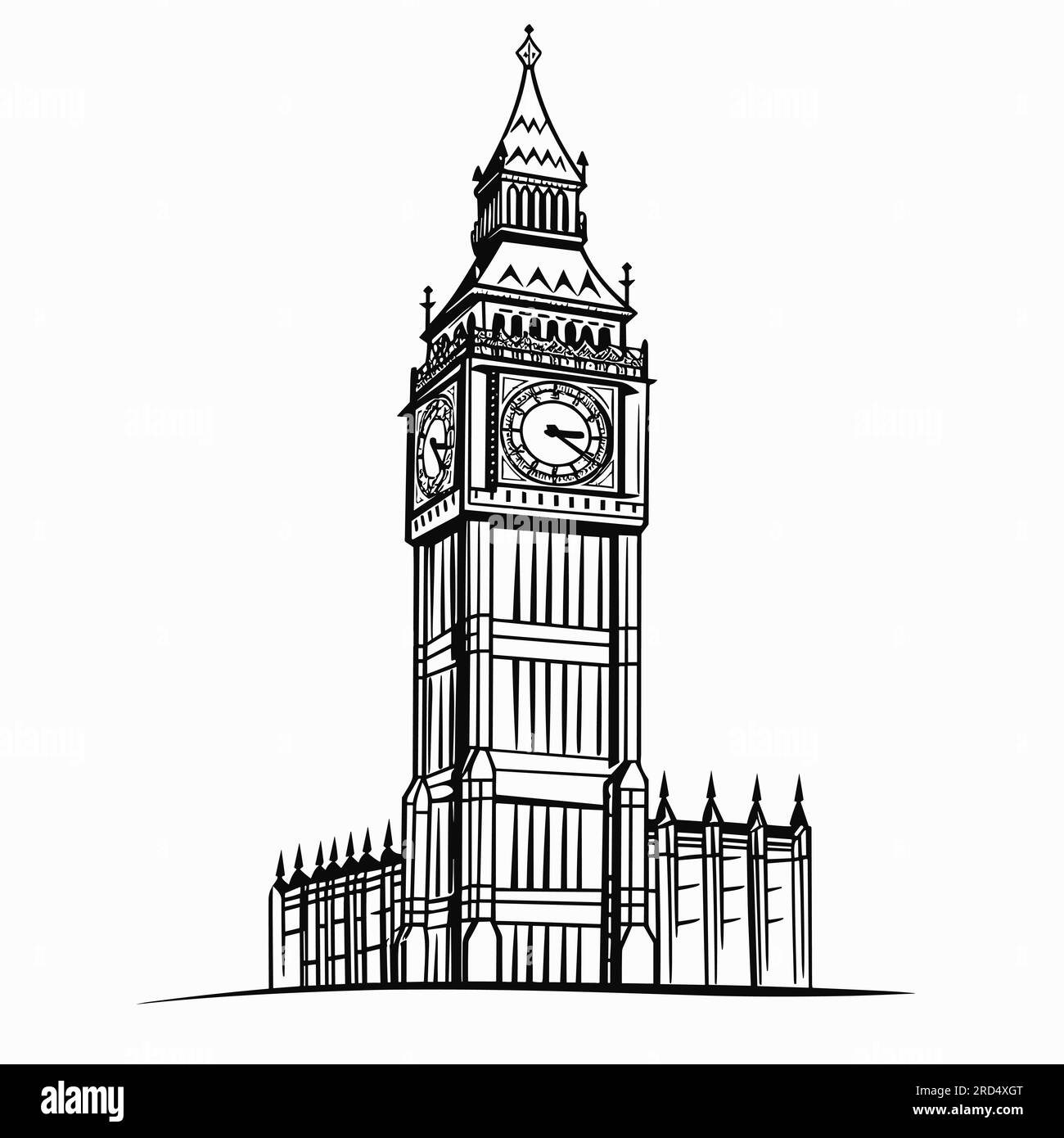 Big Ben. Big Ben hand-drawn comic illustration. Vector doodle style ...