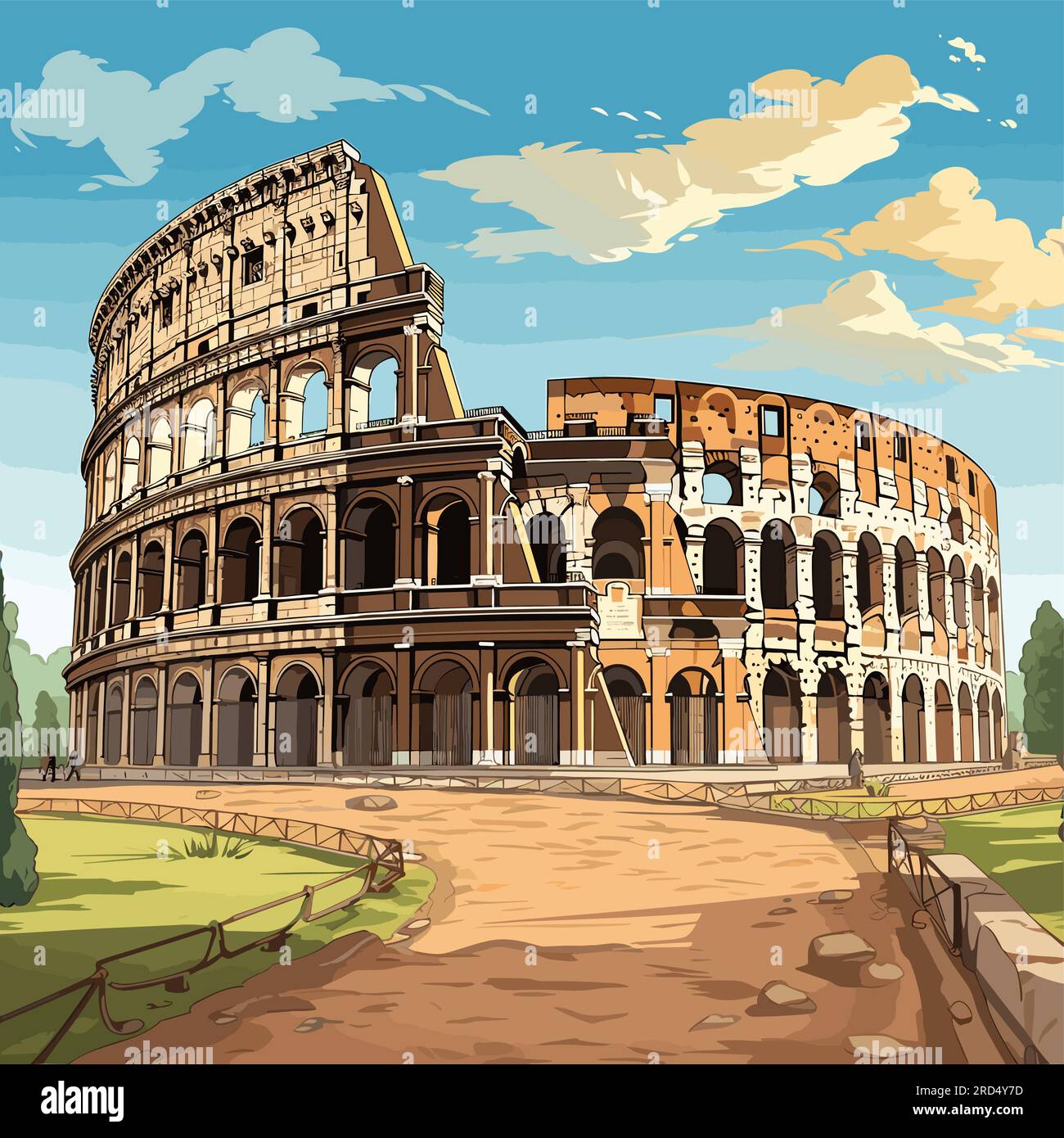 Colosseum. Colosseum hand-drawn comic illustration. Vector doodle style ...