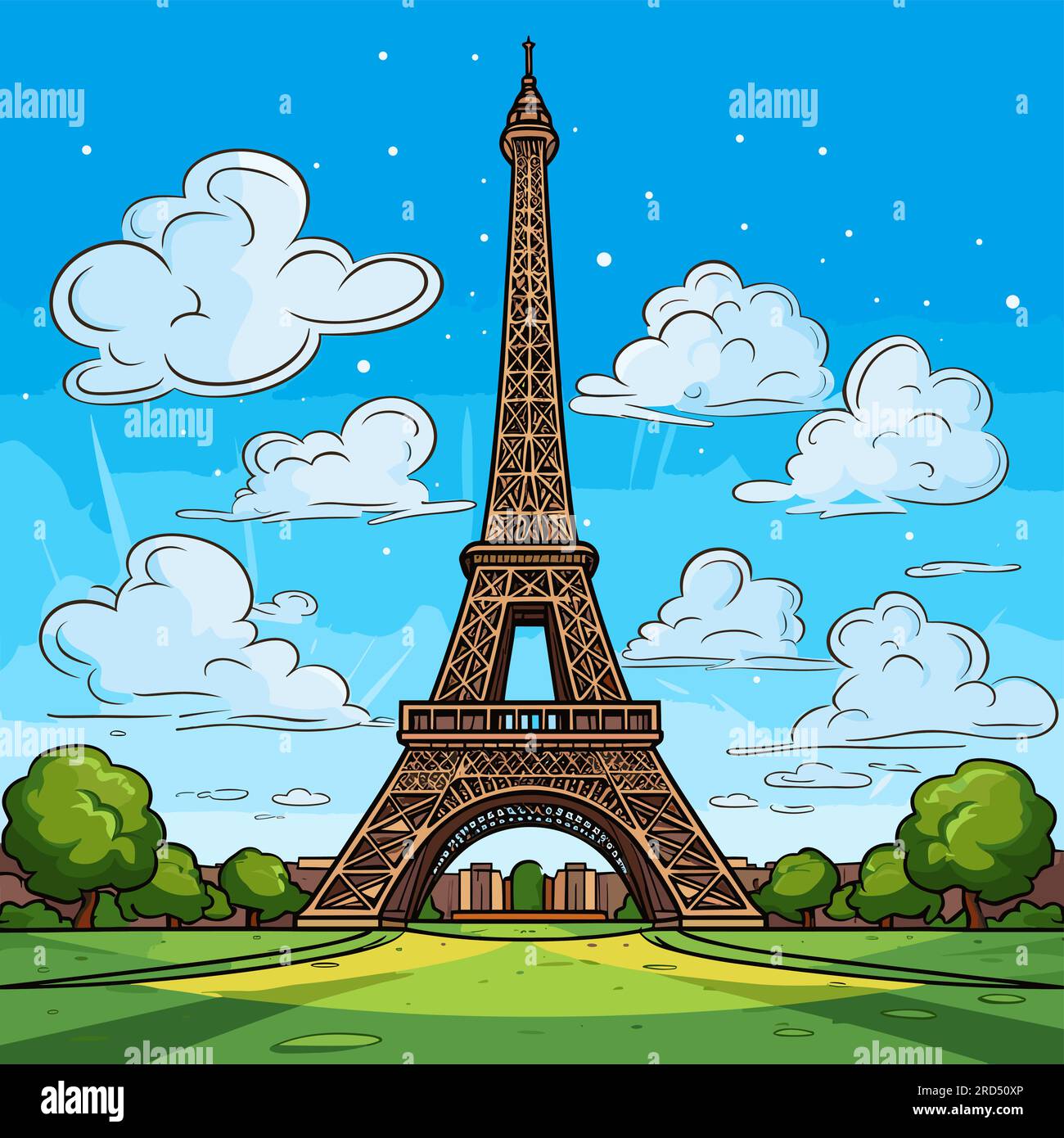 Eiffel tower. Eiffel tower hand-drawn comic illustration. Vector doodle ...