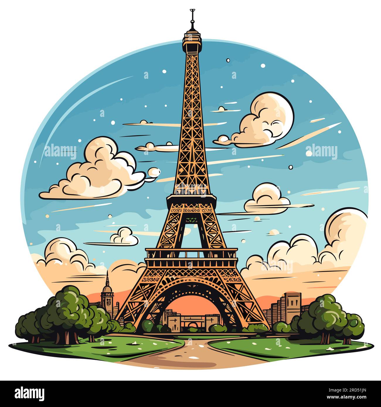 Eiffel tower. Eiffel tower hand-drawn comic illustration. Vector doodle style cartoon illustration Stock Vector