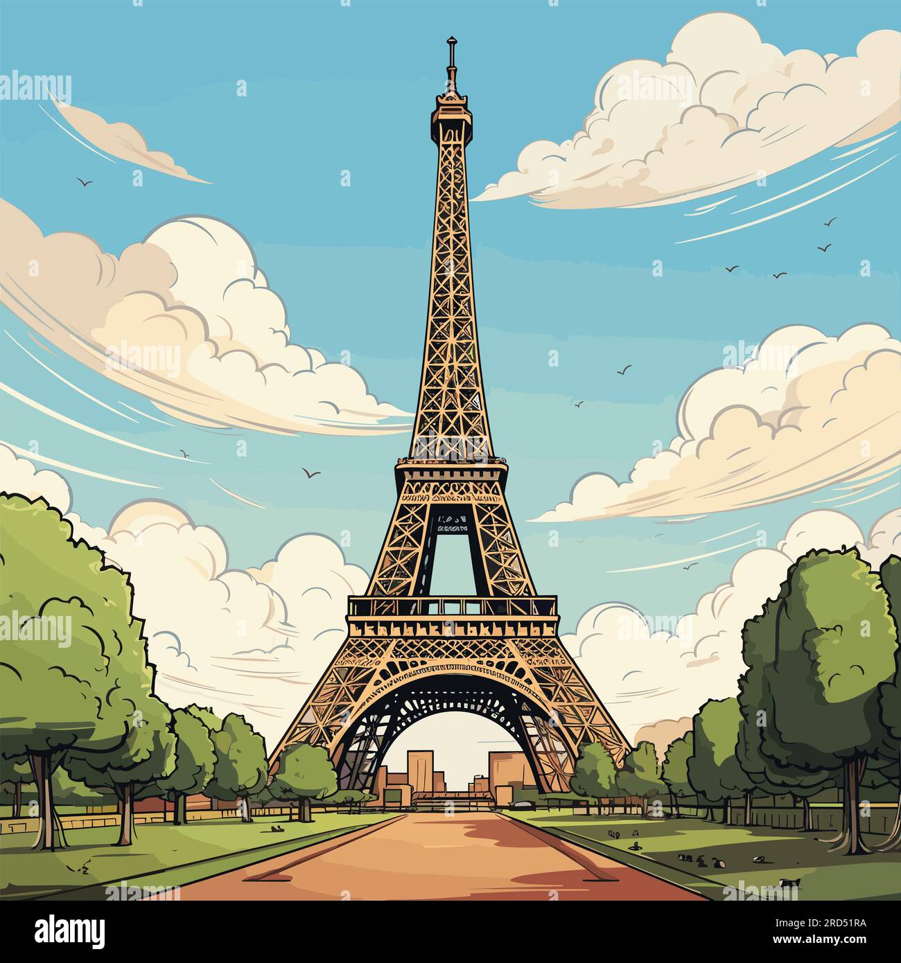 Eiffel tower. Eiffel tower hand-drawn comic illustration. Vector doodle ...