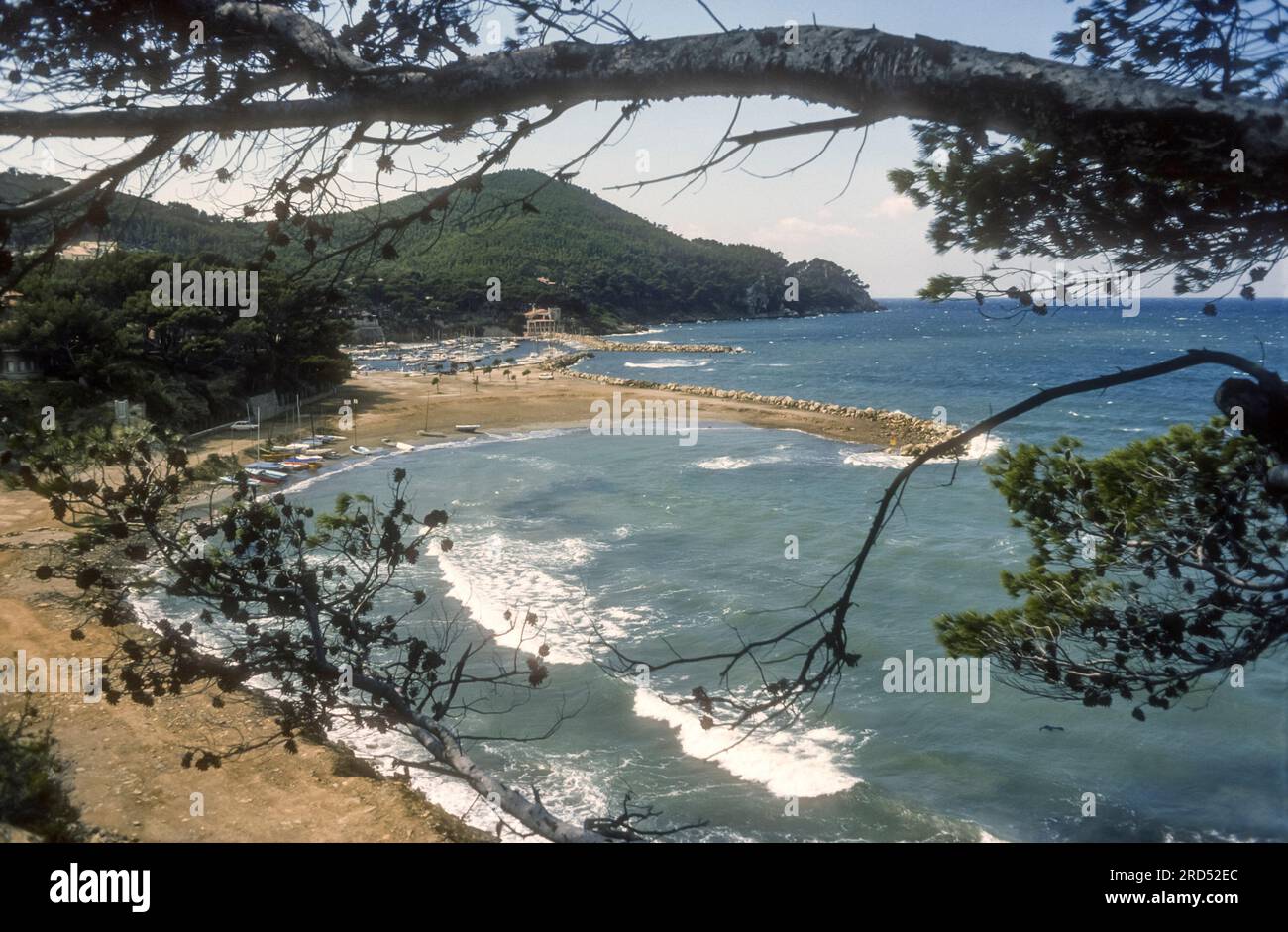 1976 archive photograph of the small port of La Madrague, part of Saint-Cyr-sur-Mer in the south of France. Stock Photo