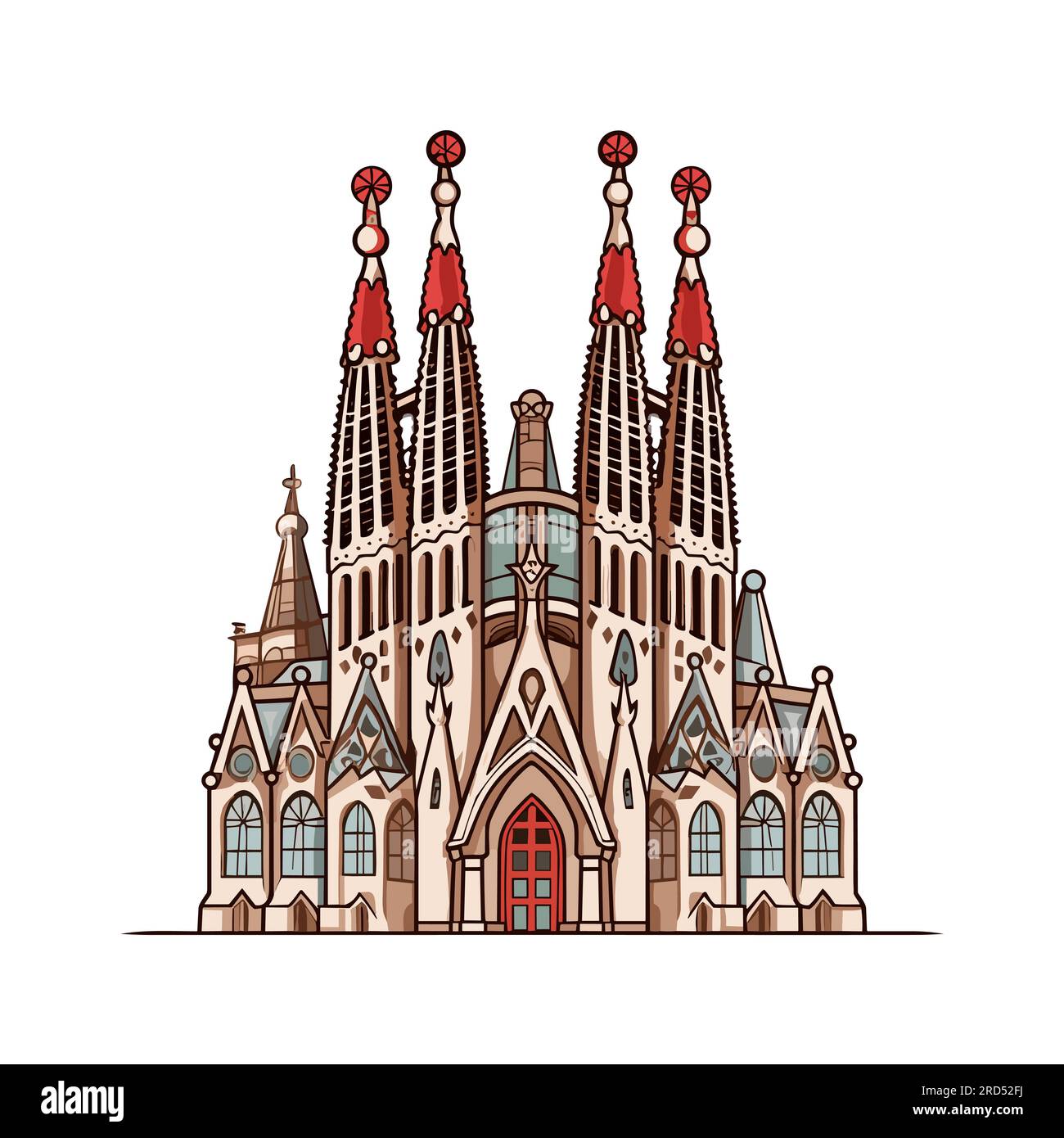 Sagrada Familia. Sagrada Familia hand-drawn comic illustration. Vector ...