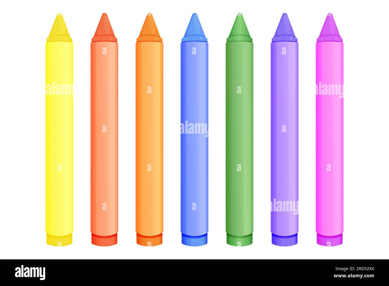 Wax crayons set in cartoon style isolated on white background