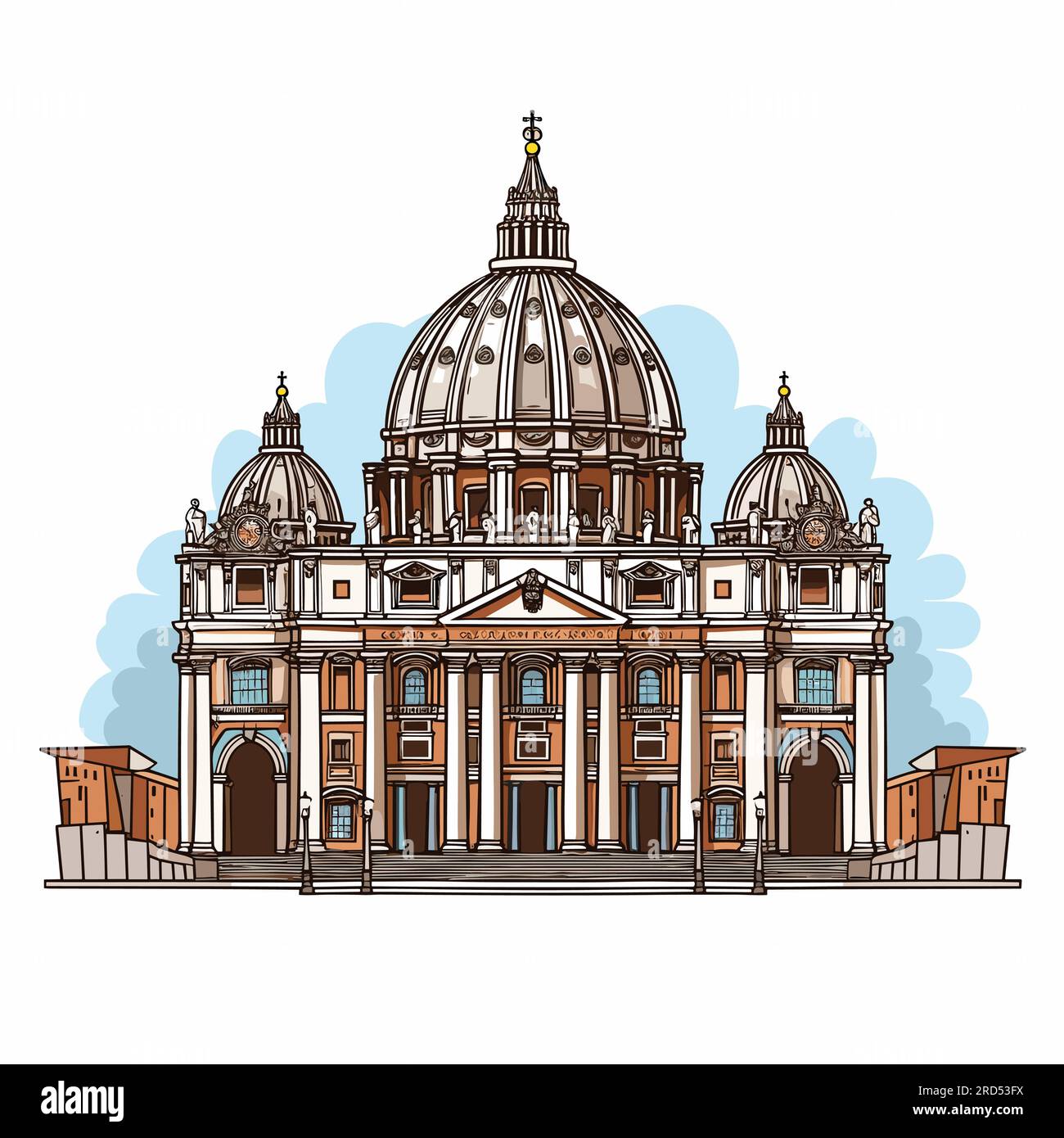 Saint Peter's Basilica. Basilica of Saint Peter hand-drawn comic ...