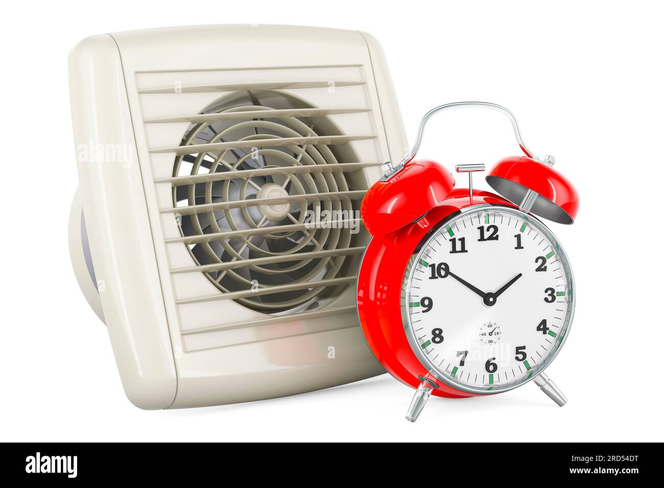 Extractor Fan with alarm clock, 3D rendering isolated on white