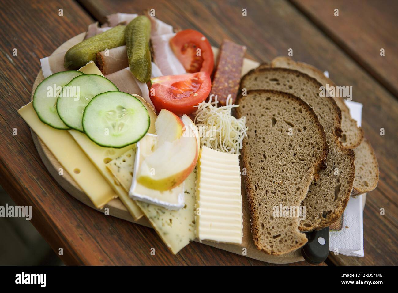 Snack meal freshly served on the Almh Stock Photo - Alamy