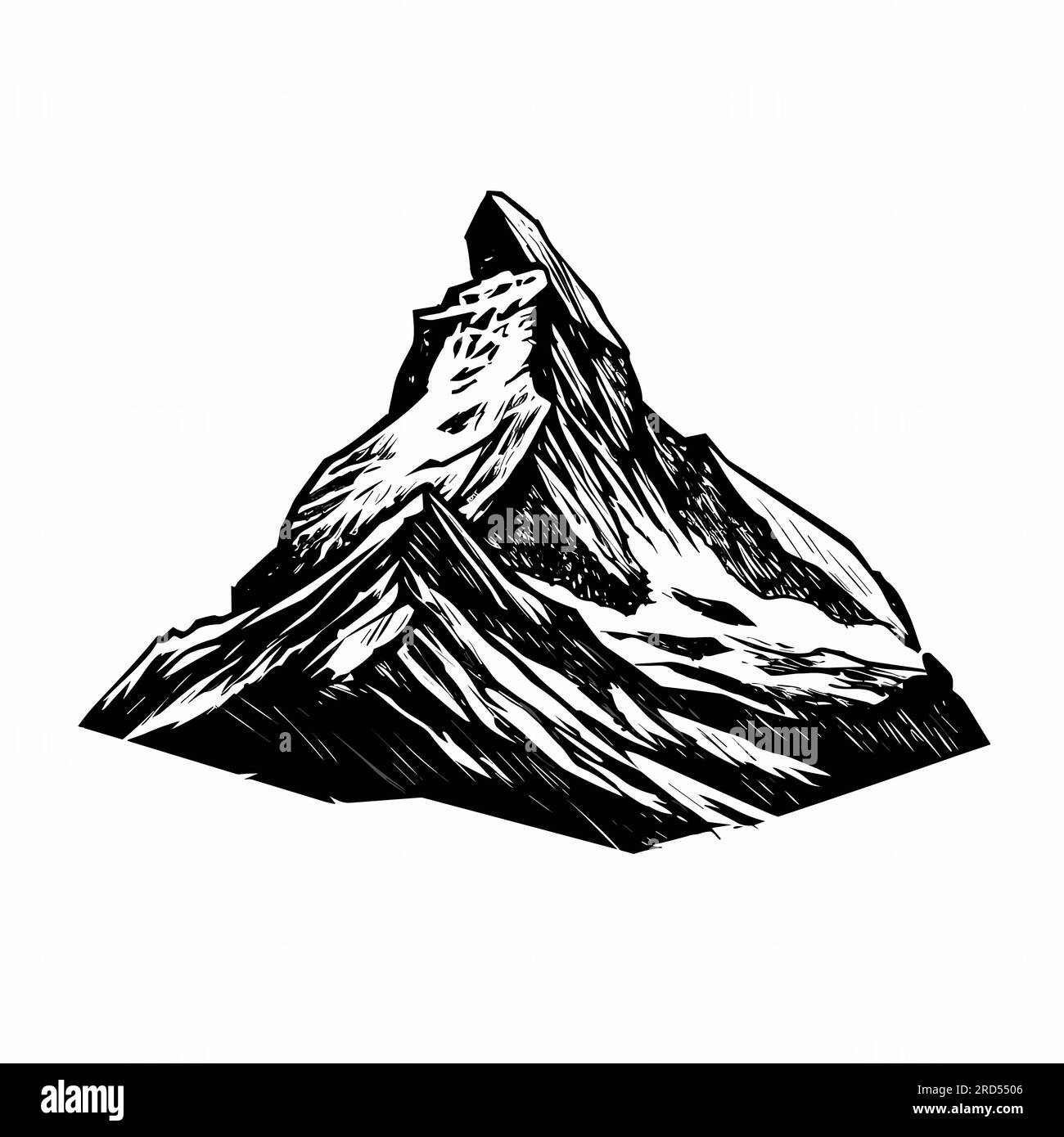 Matterhorn. Matterhorn Hand-drawn Comic Illustration. Vector Doodle 