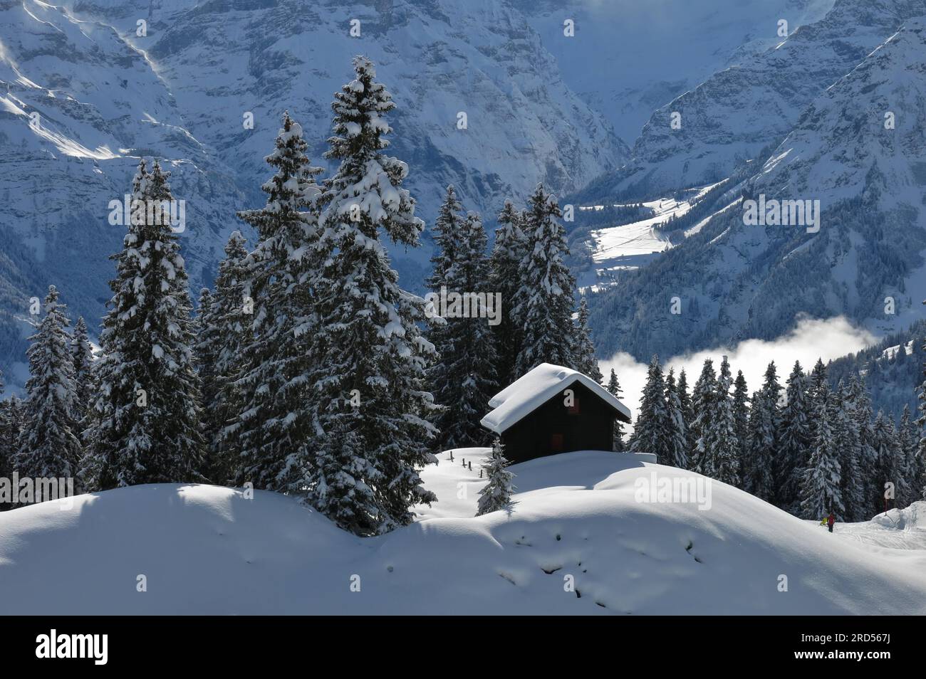 Winter scene in Braunwald Stock Photo
