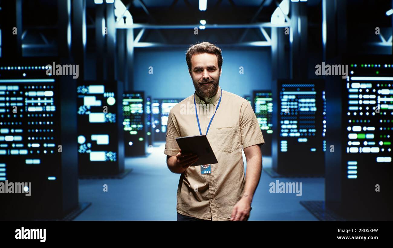 Engineer in high tech facility delivering immense computing power