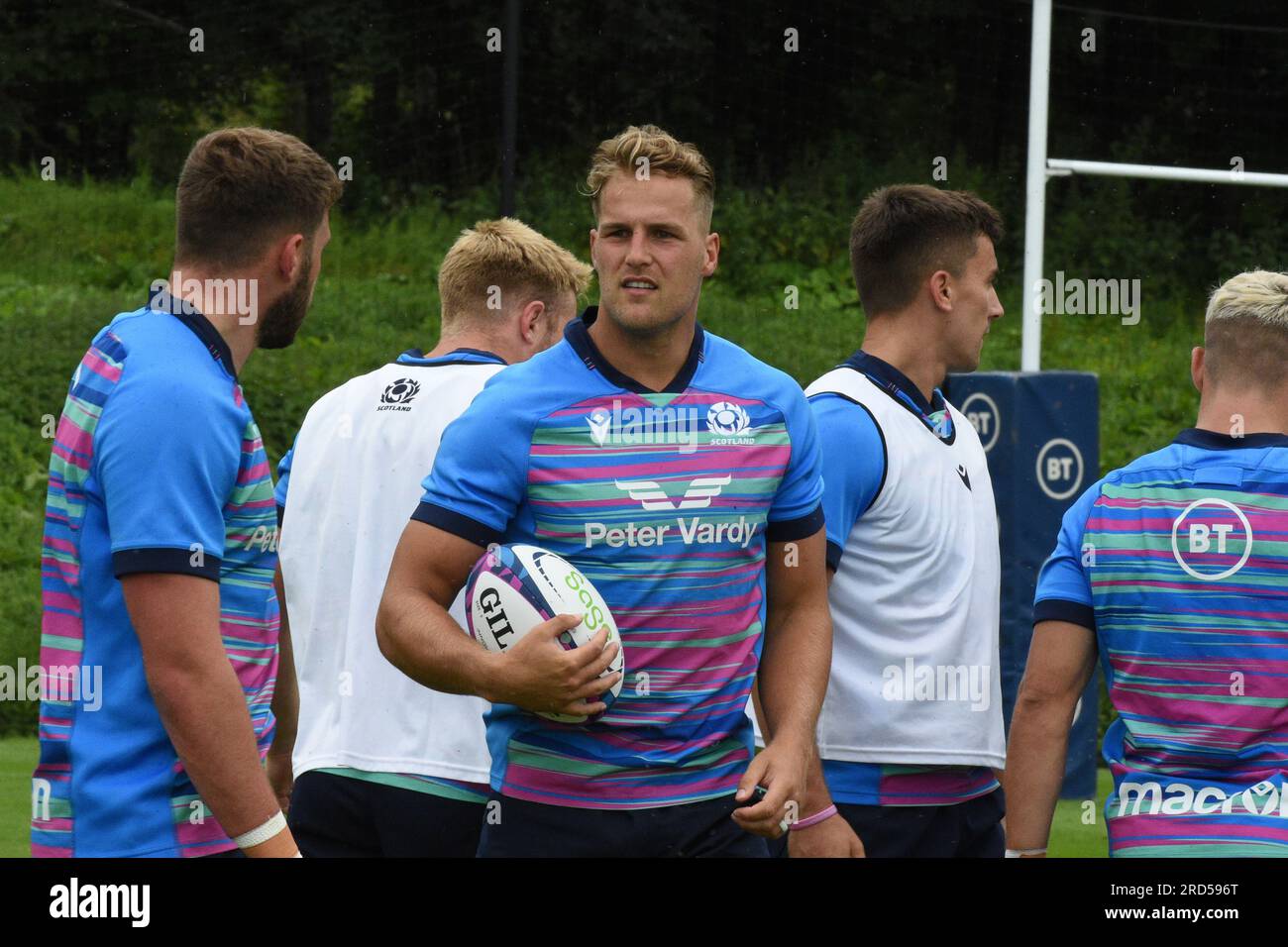 Oriam Sports Centre Edinburgh.Scotland, UK. 18th July, 2023. Scotland Rugby Team training session access, as they continue their preparations for the Famous Grouse Nations Series matches. Scotlands Duhan van der Merwe. Credit: eric mccowat/Alamy Live News Stock Photo