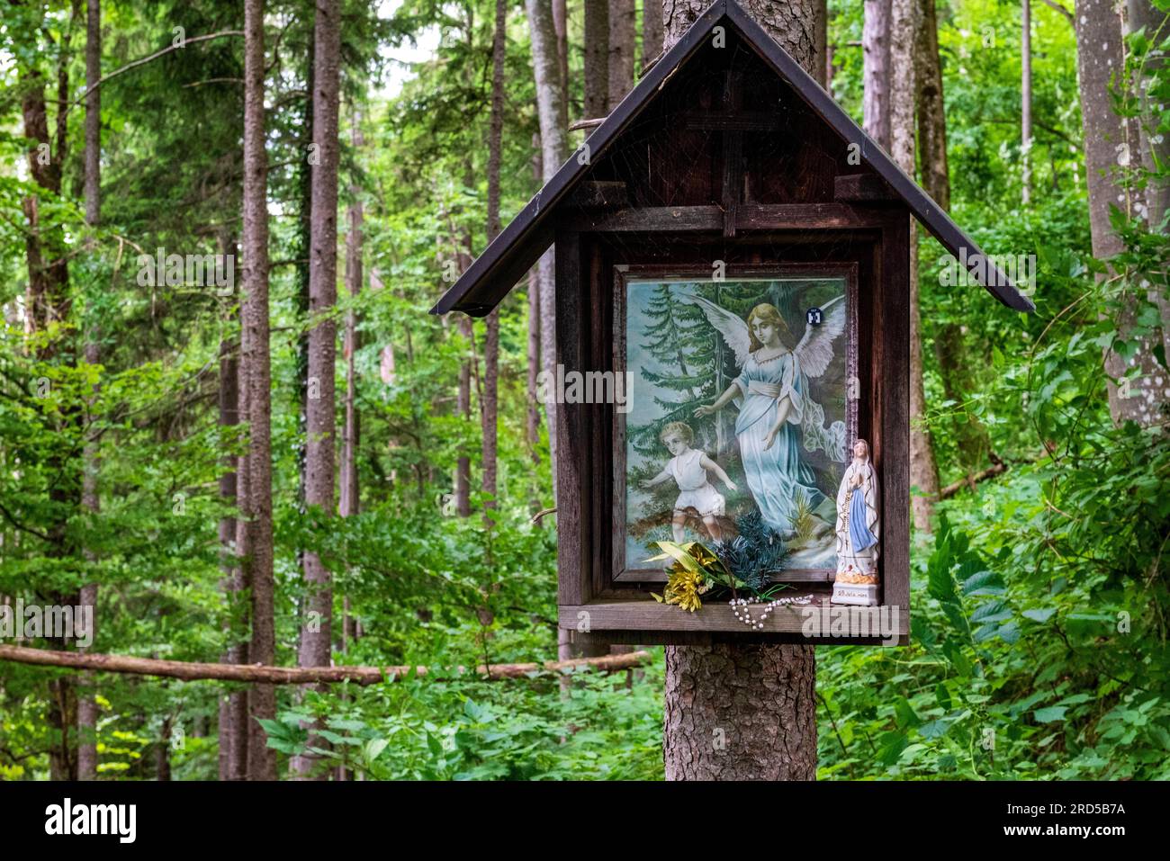Religious representation, wayside shrine on the Pranzlgraben hiking trail, near Schoberstein near Molln, Upper Austria, Austria Stock Photo