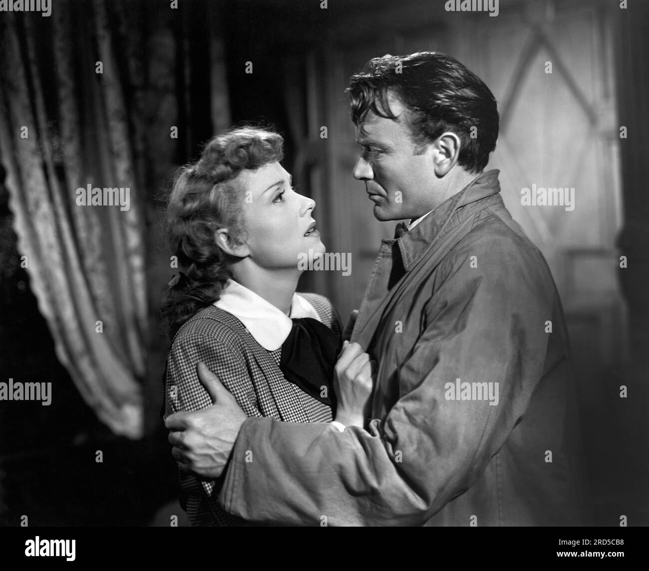 Martha Scott, Trevor Howard, on-set of the Film, 'So Well Remembered', RKO Radio Pictures, 1947 Stock Photo
