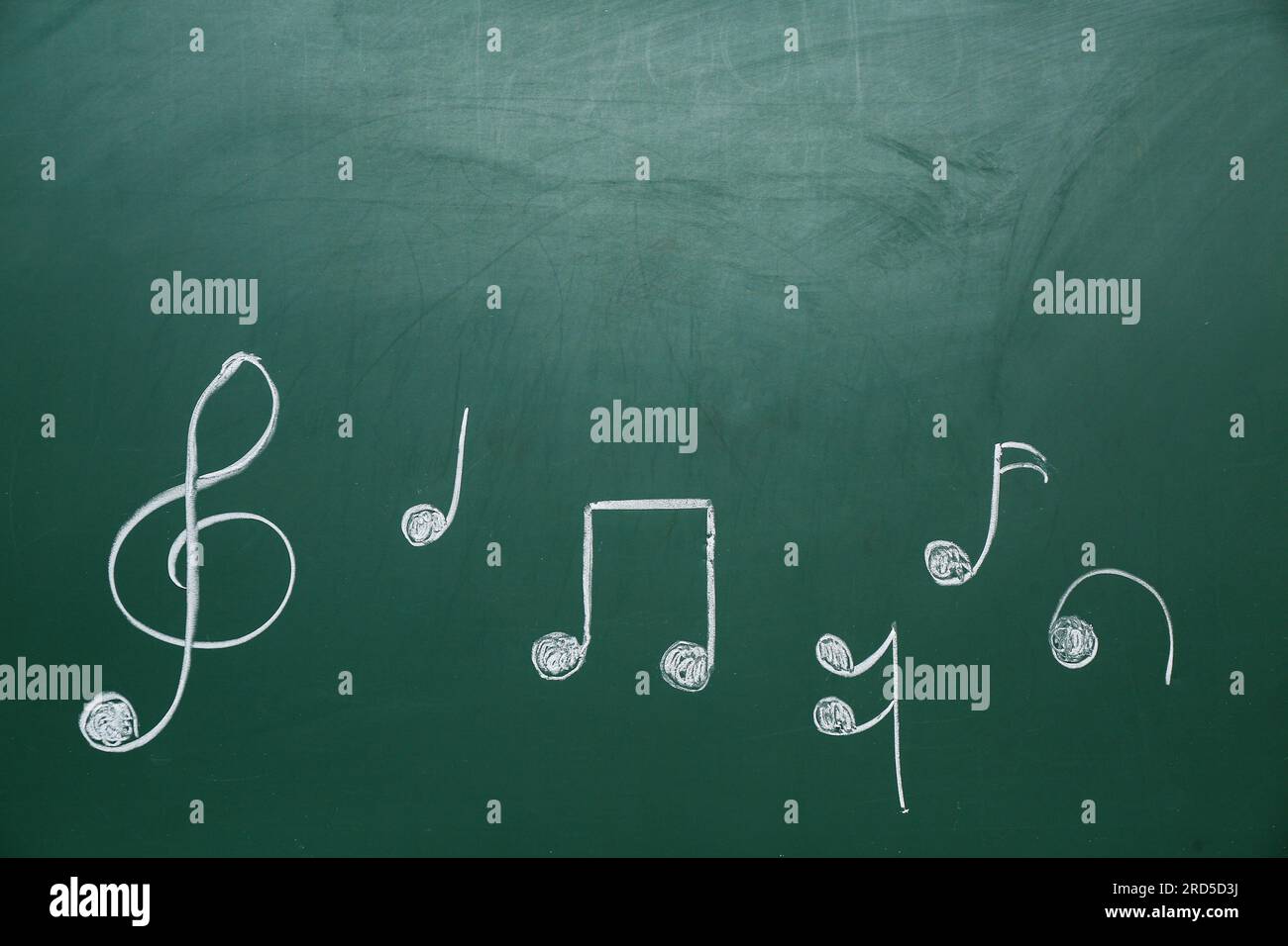 Different music notes on green background Stock Photo - Alamy