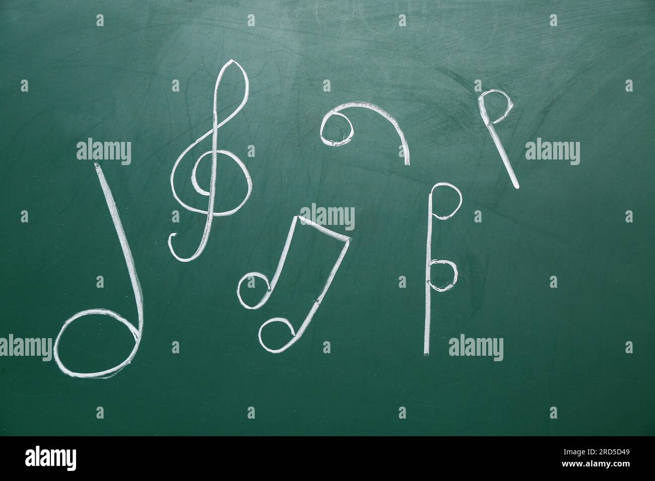 Different music notes on green background Stock Photo - Alamy
