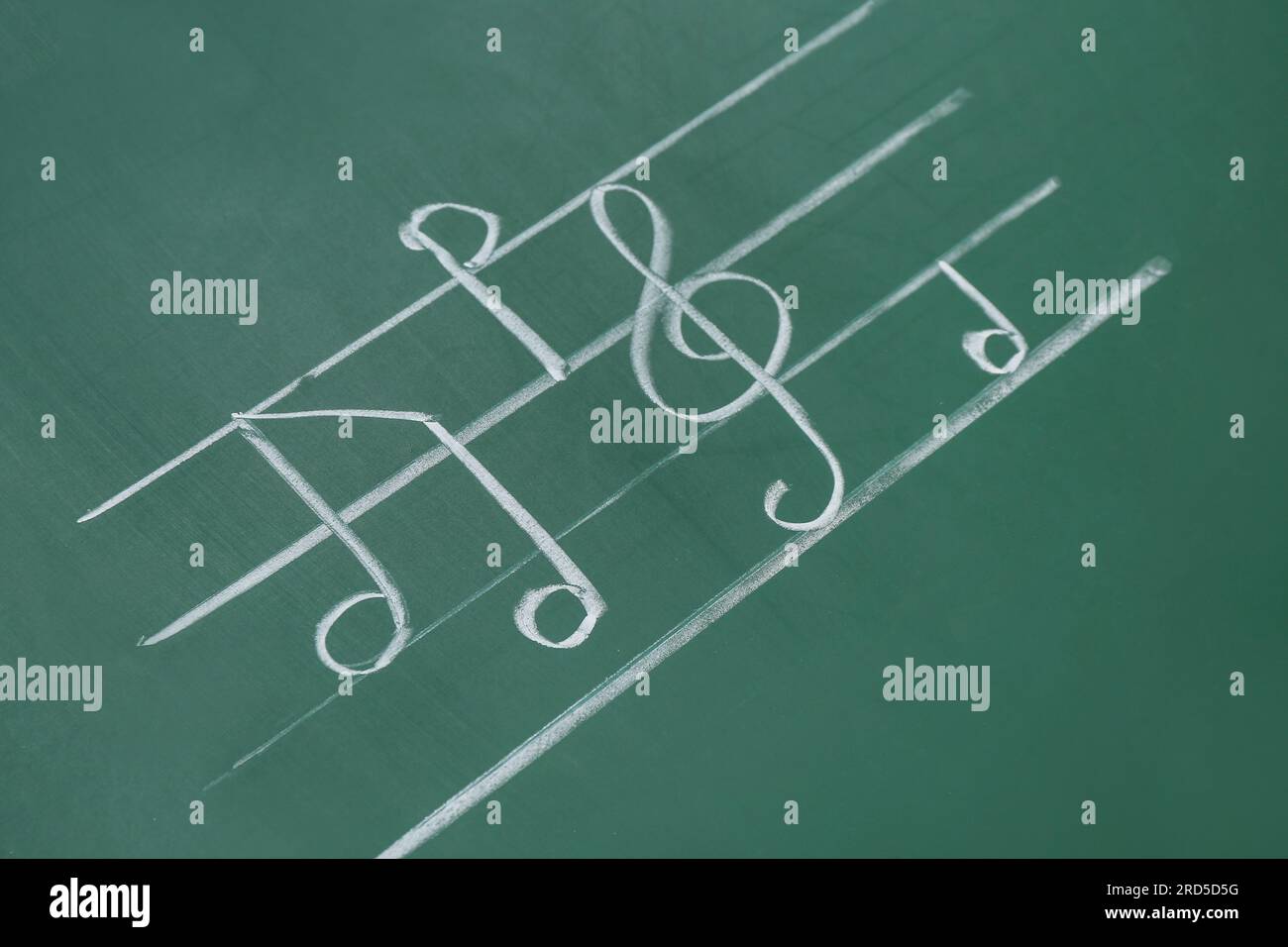 Different music notes on green background Stock Photo - Alamy
