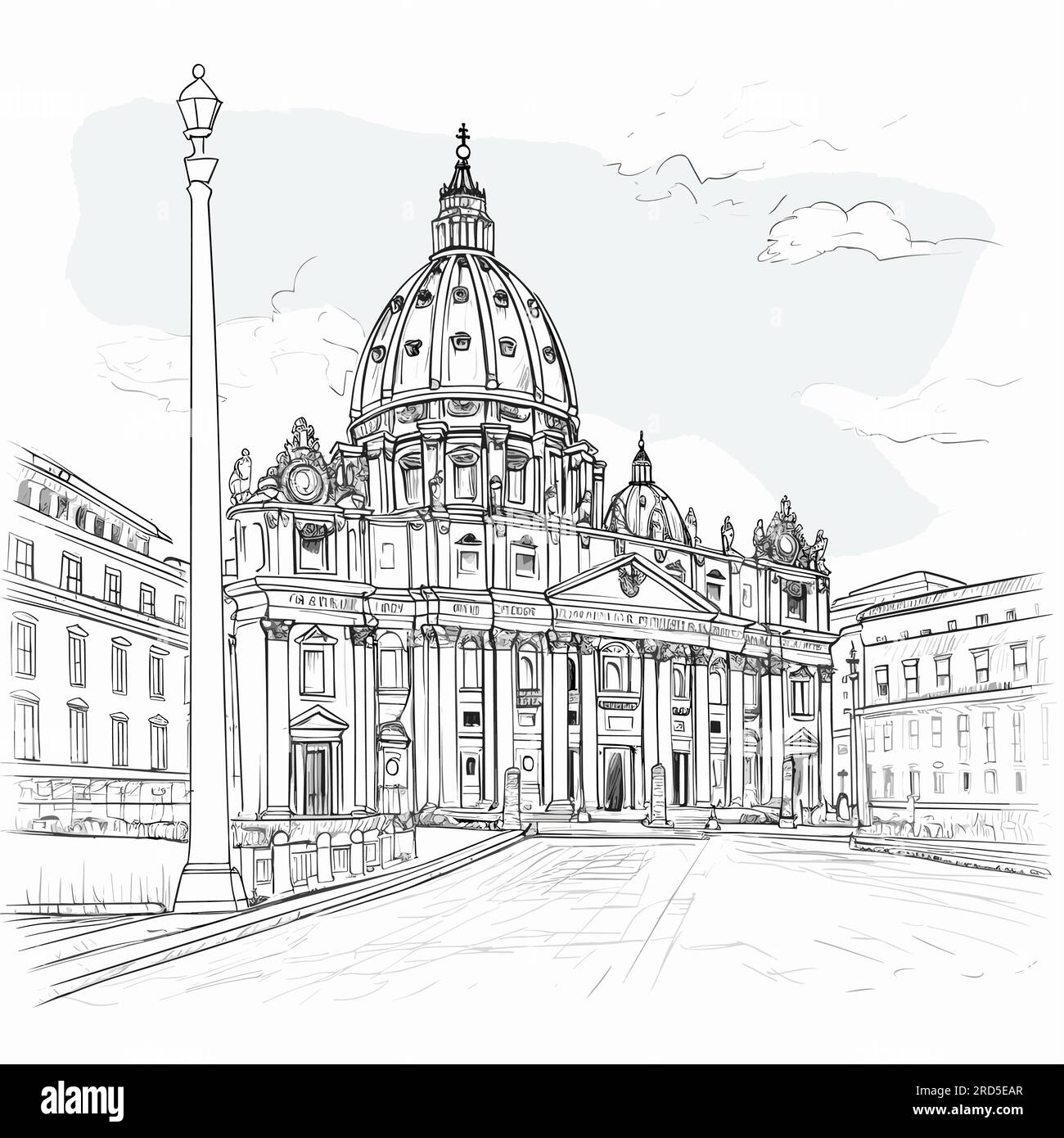 Saint Peter's Basilica. Basilica of Saint Peter handdrawn comic