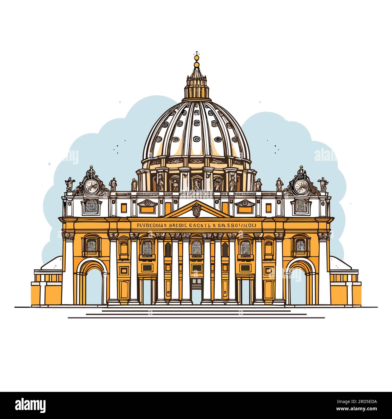 Saint Peter's Basilica. Basilica of Saint Peter hand-drawn comic ...