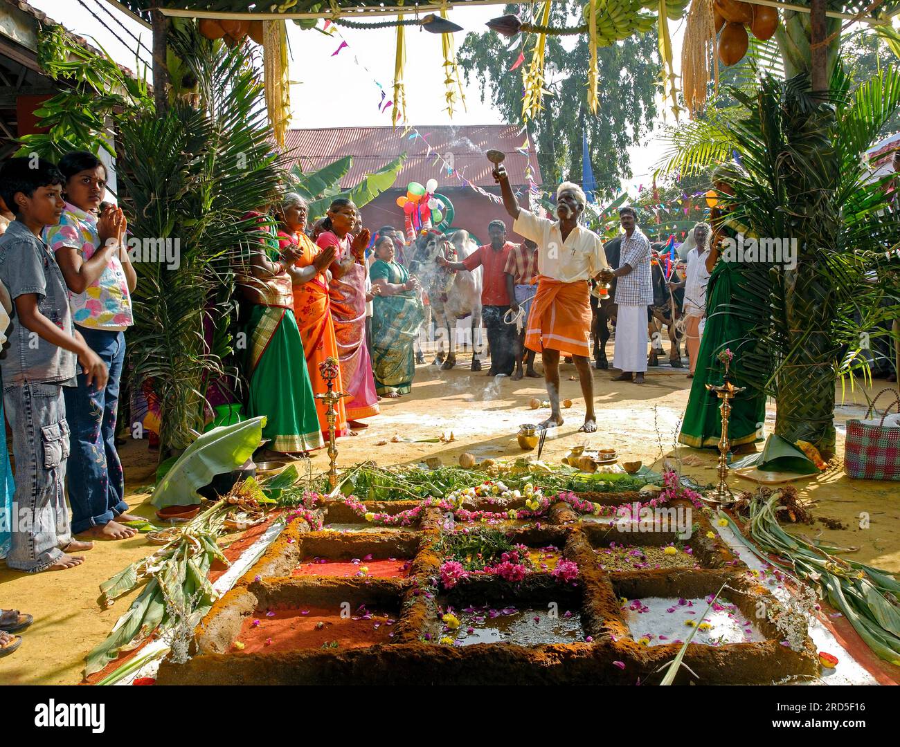 Man worshipping the field, representation of a 9 grain field at